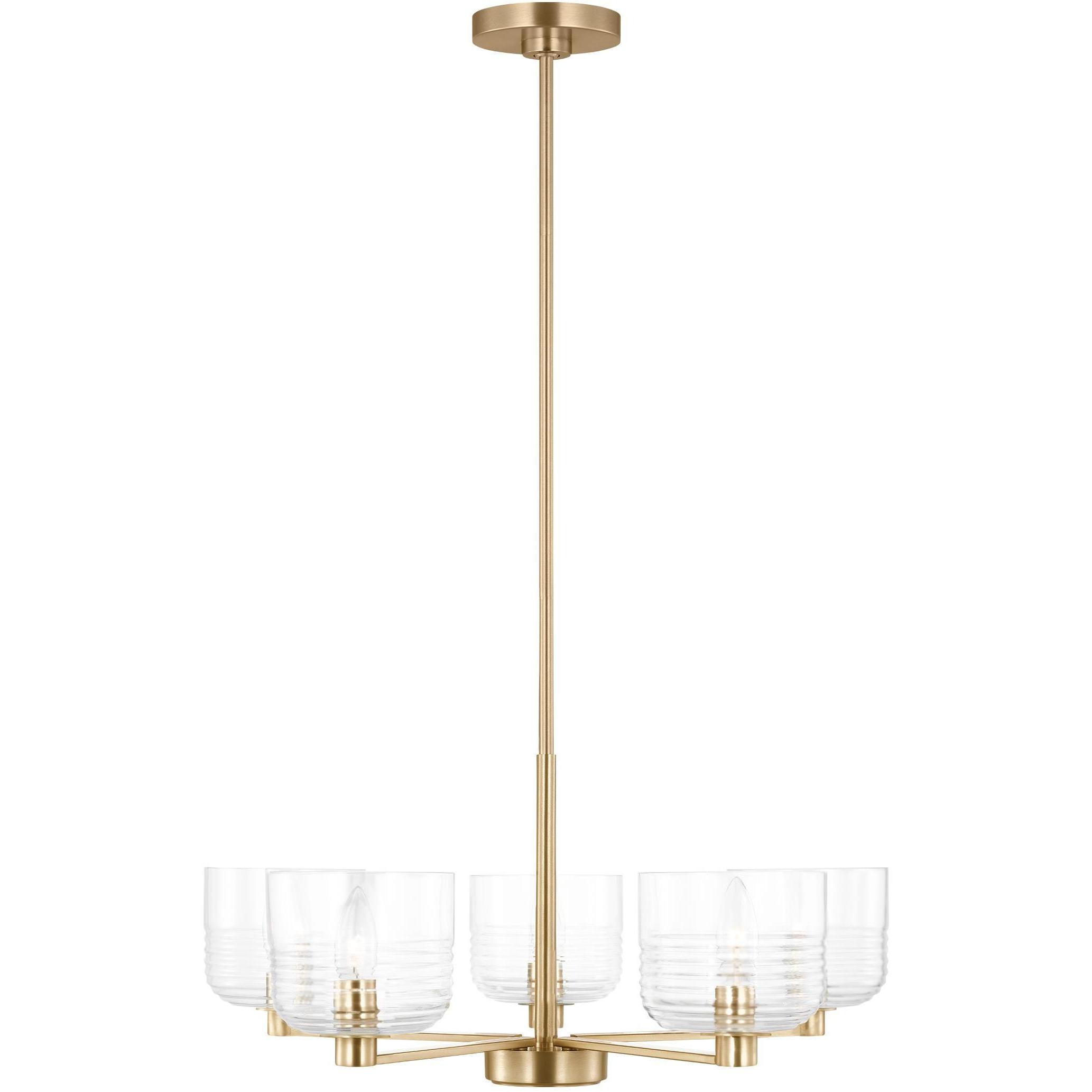 Drew & Jonathan Lochdale 5 Light 24 inch Satin Brass Chandelier Ceiling Light, Medium