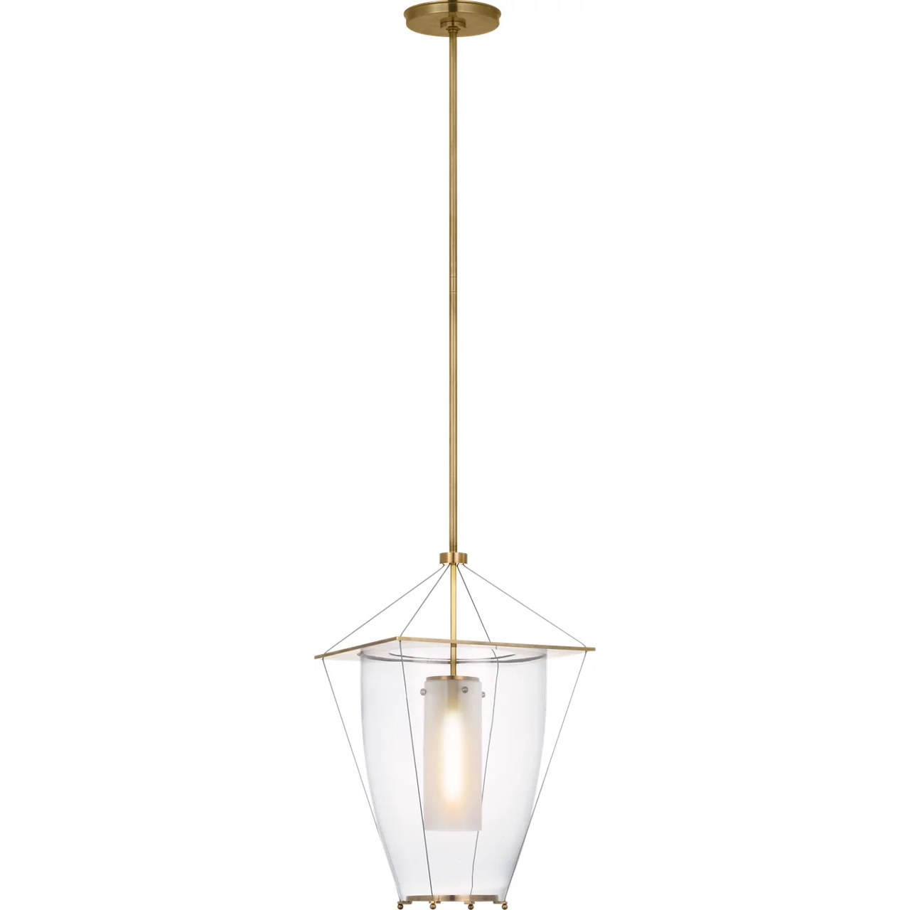 Ray Booth Ovalle LED 13 inch Antique-Burnished Brass Lantern Pendant Ceiling Light