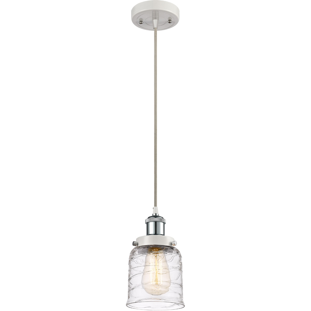 Ballston Bell 1 Light 5 inch White and Polished Chrome Mini Pendant Ceiling Light
