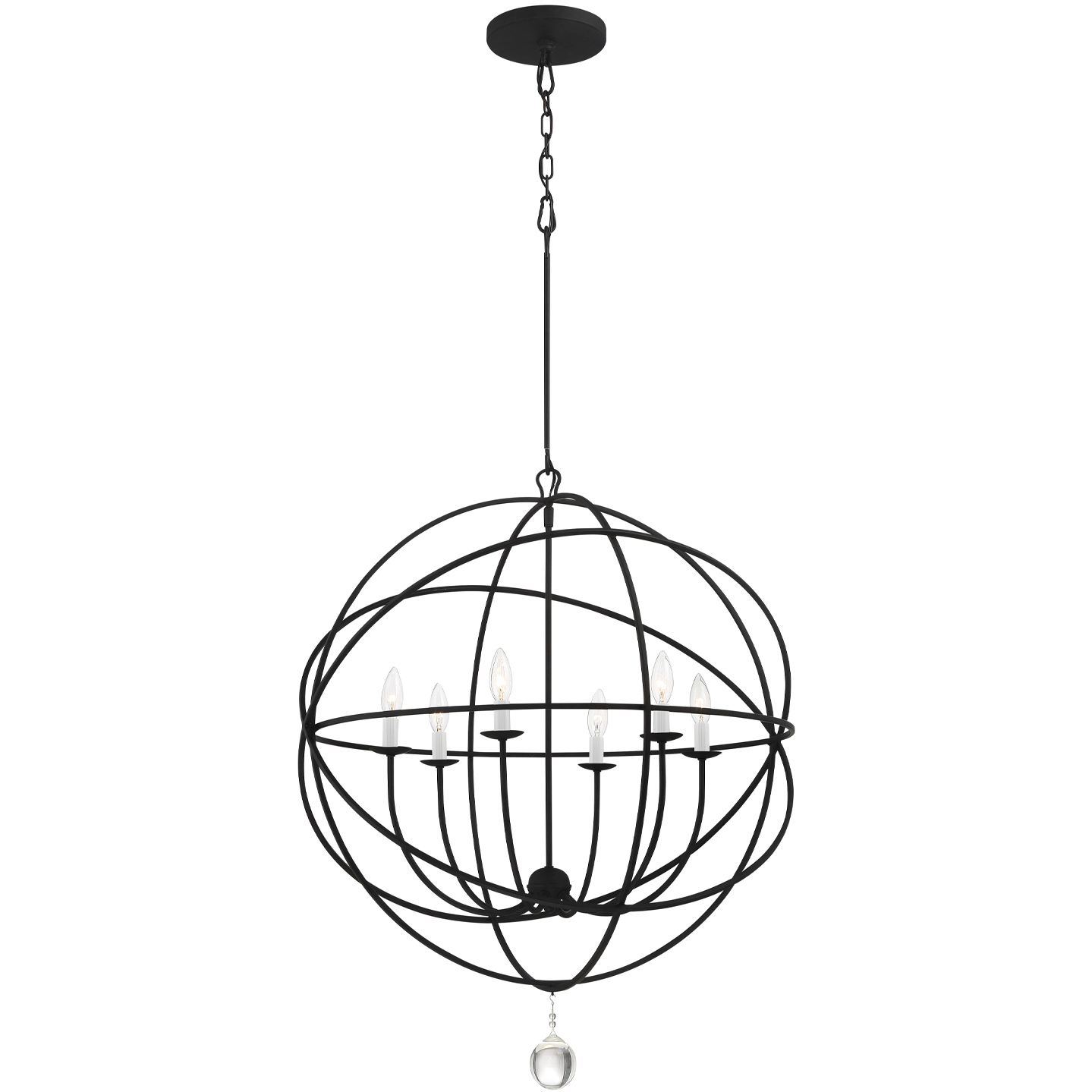 Solaris 6 Light 22.5 inch Black Chandelier Ceiling Light