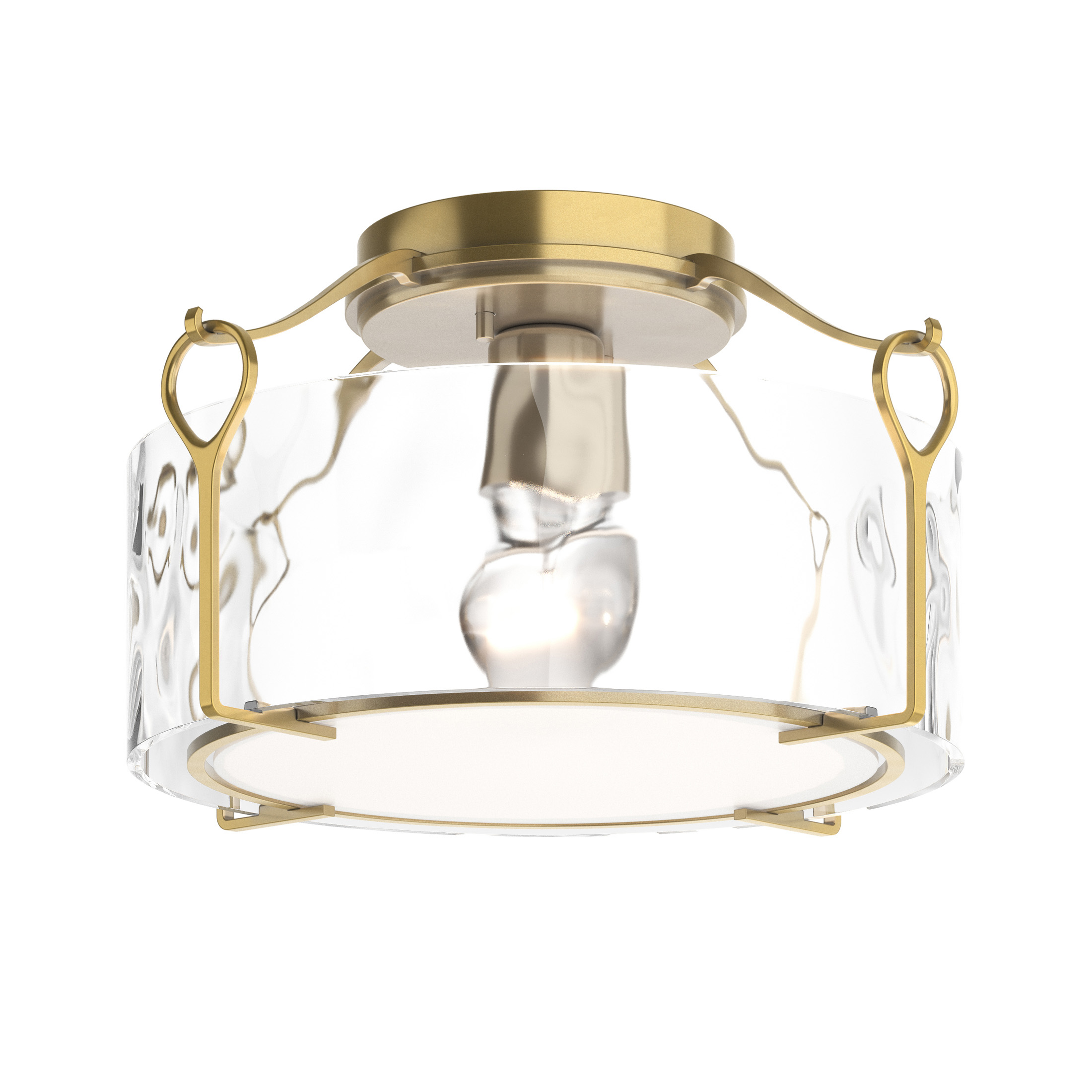 Bow 1 Light 13.2 inch Modern Brass Semi-Flush Ceiling Light in Water, Medium