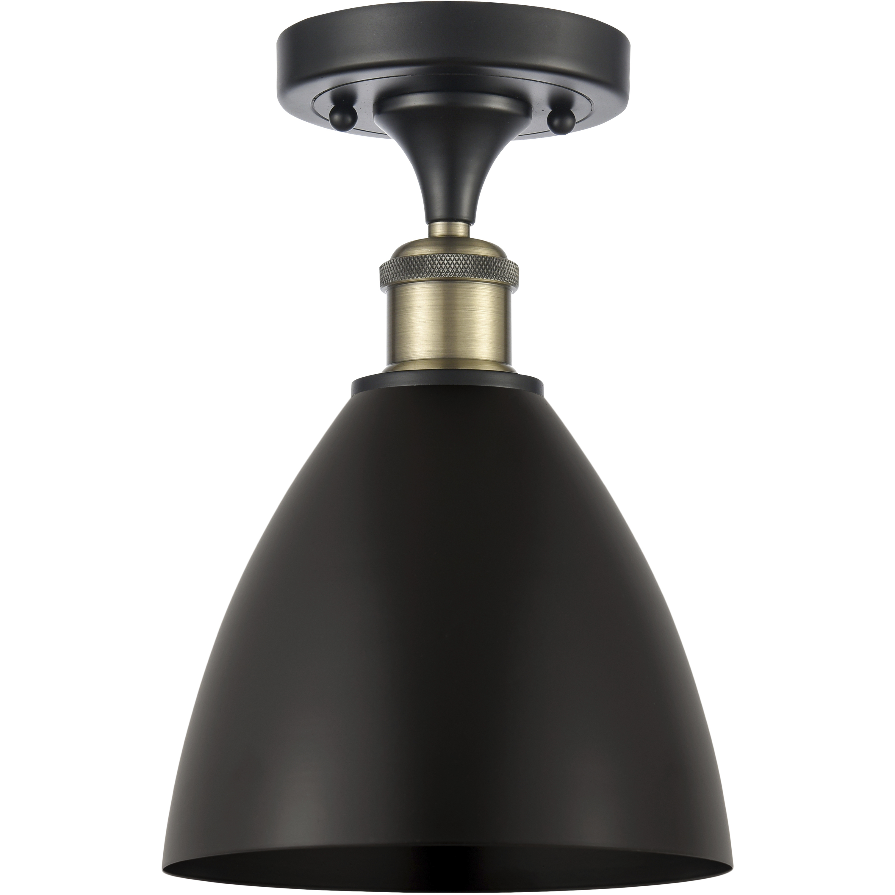 Metal Bristol 1 Light 7.5 inch Black Antique Brass Semi-Flush Mount Ceiling Light