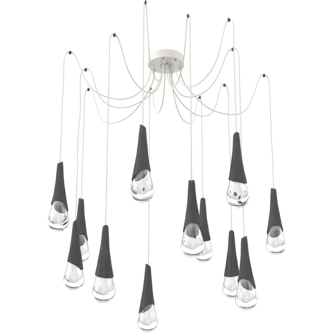 Hailstone LED 13.6 inch Salt White with Charcoal Swag Multi-Pendant Ceiling Light