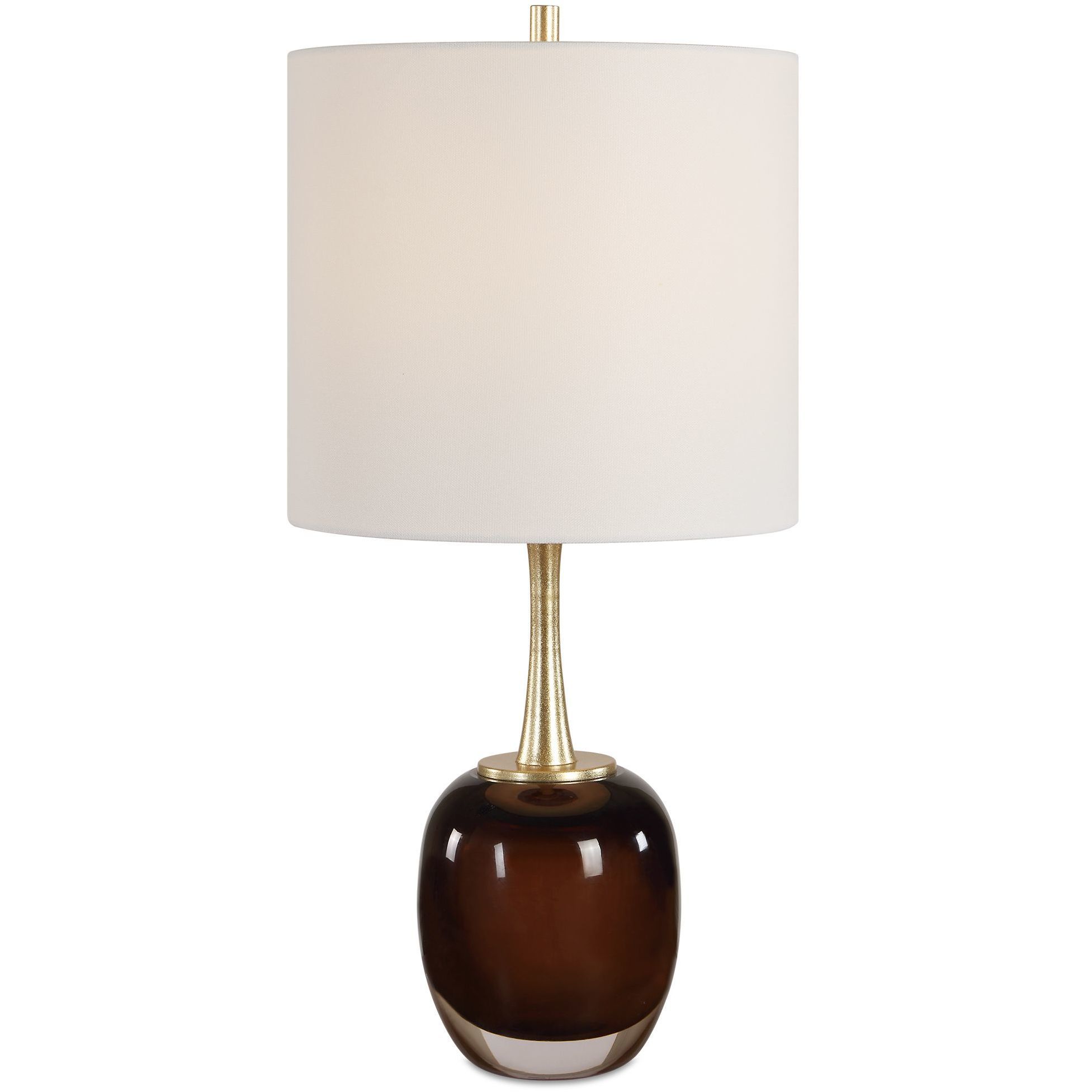 Vannett 23.75 inch 150 watt Dark Amber Art Glass and Antique Brass Table Lamp Portable Light