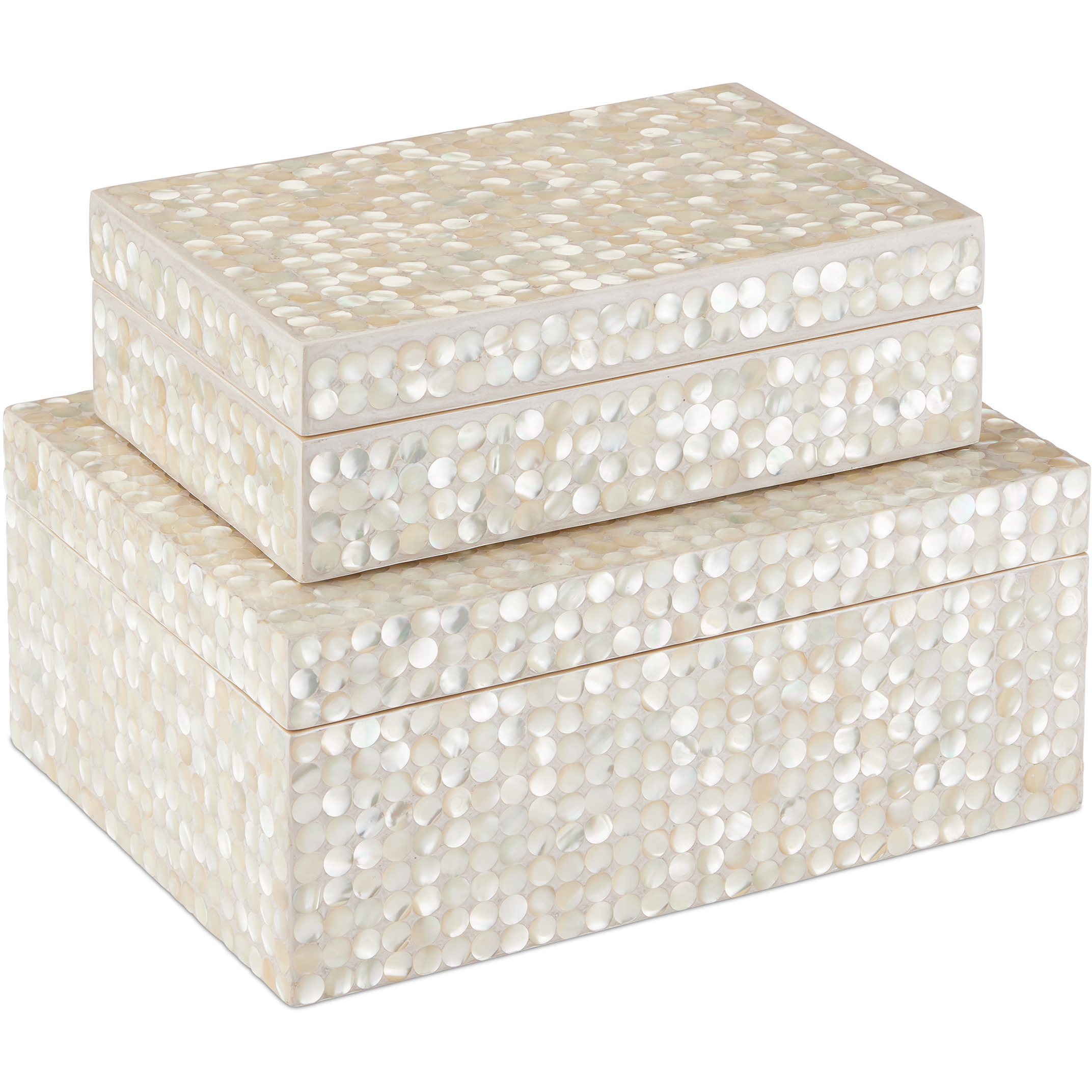 Gerri Dot 11 inch Natural and Cream Boxes, Set of 2