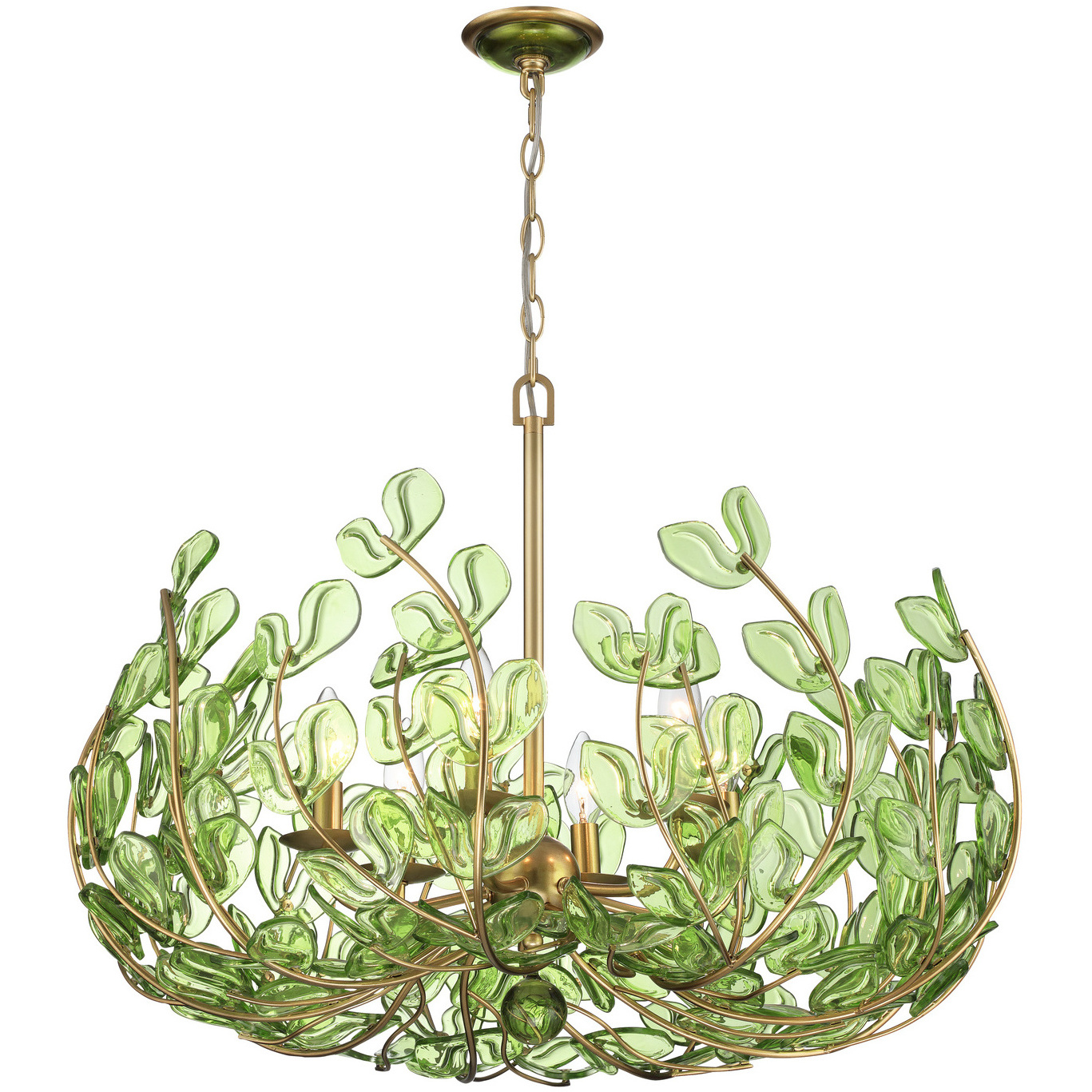 Bridget 6 Light 28.25 inch Soft Gold Chandelier Ceiling Light in Green