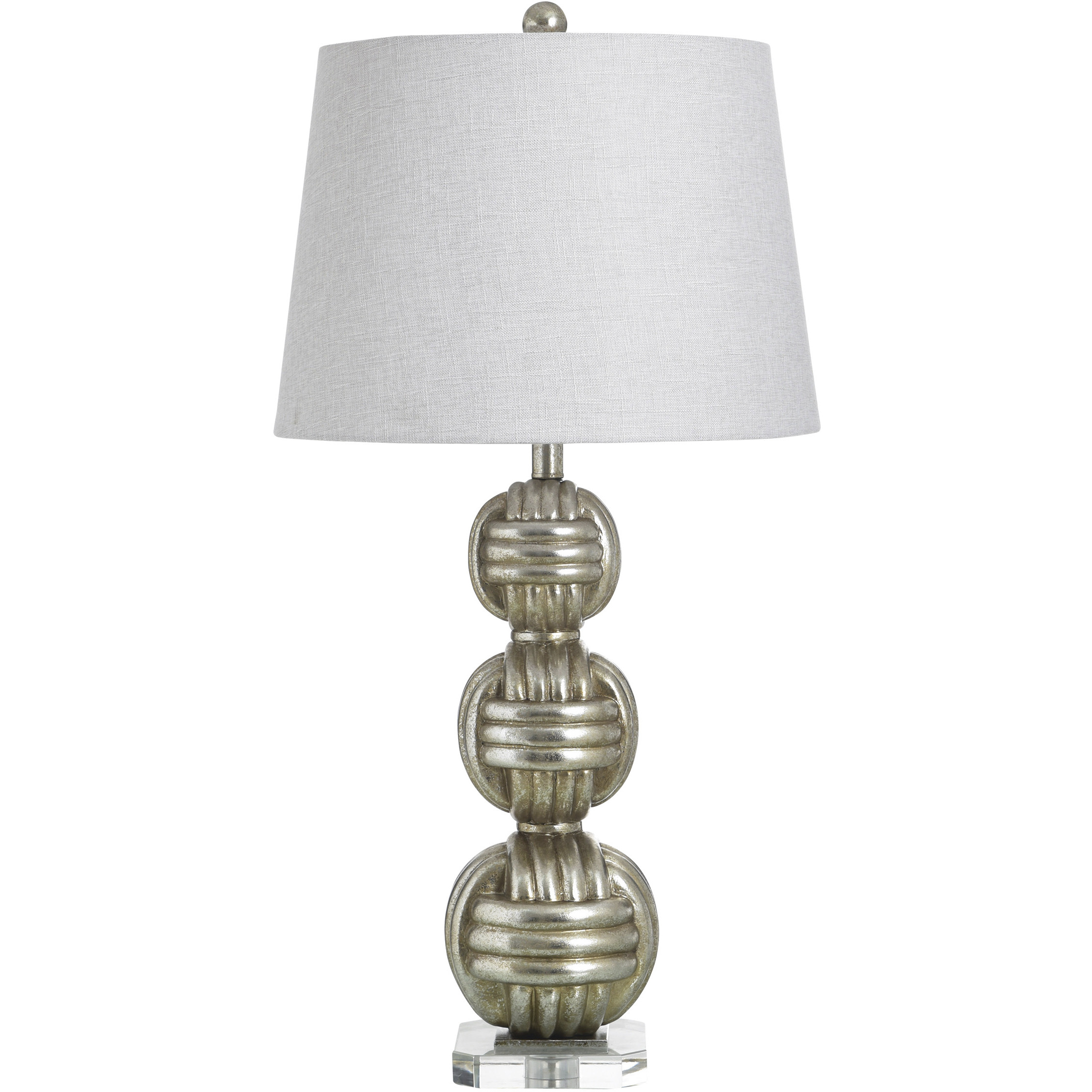 Poly 32.5 inch 100 watt Marmaris Silver and White Table Lamp Portable Light
