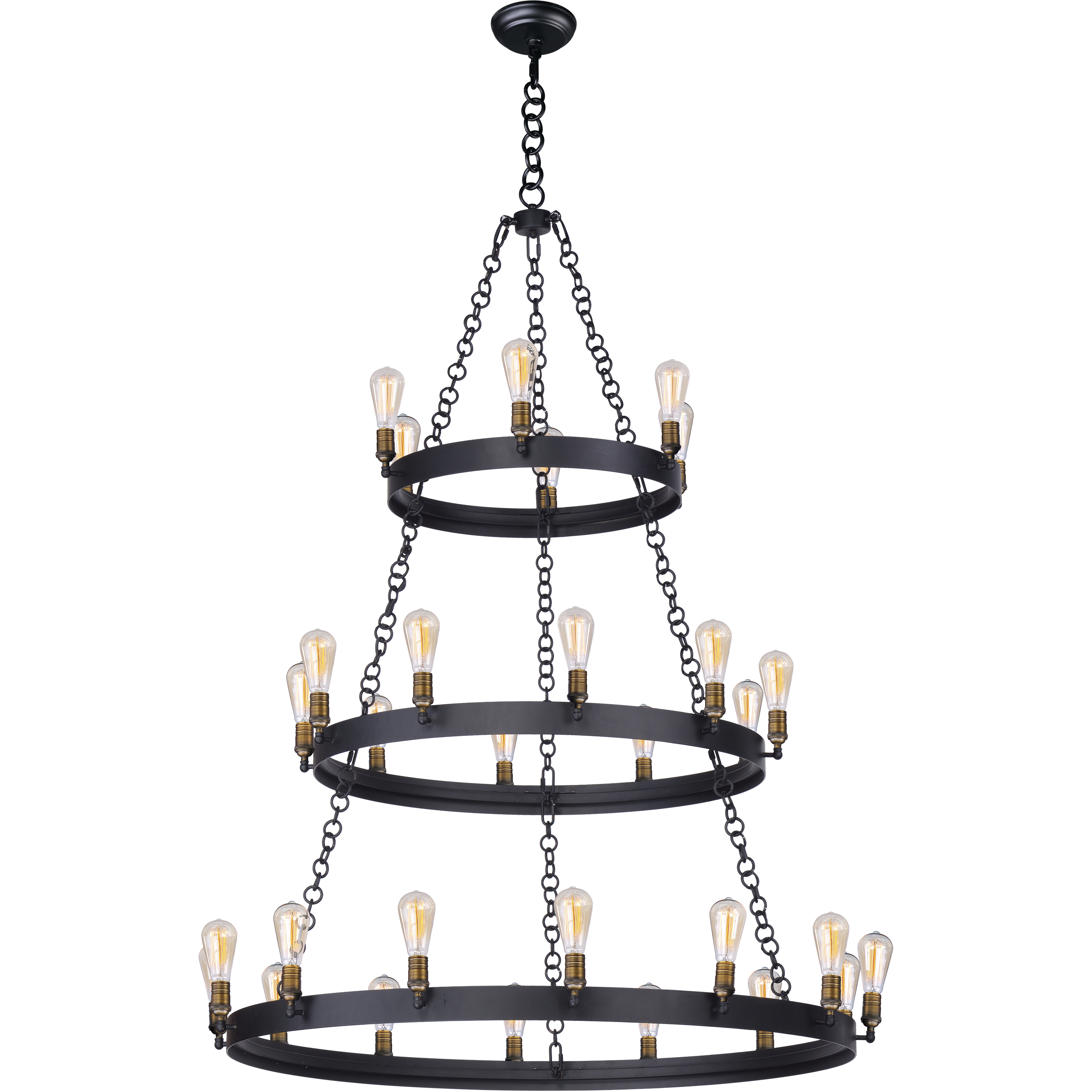 Noble LED 50 inch Black and Natural Aged Brass Chandelier Ceiling Light