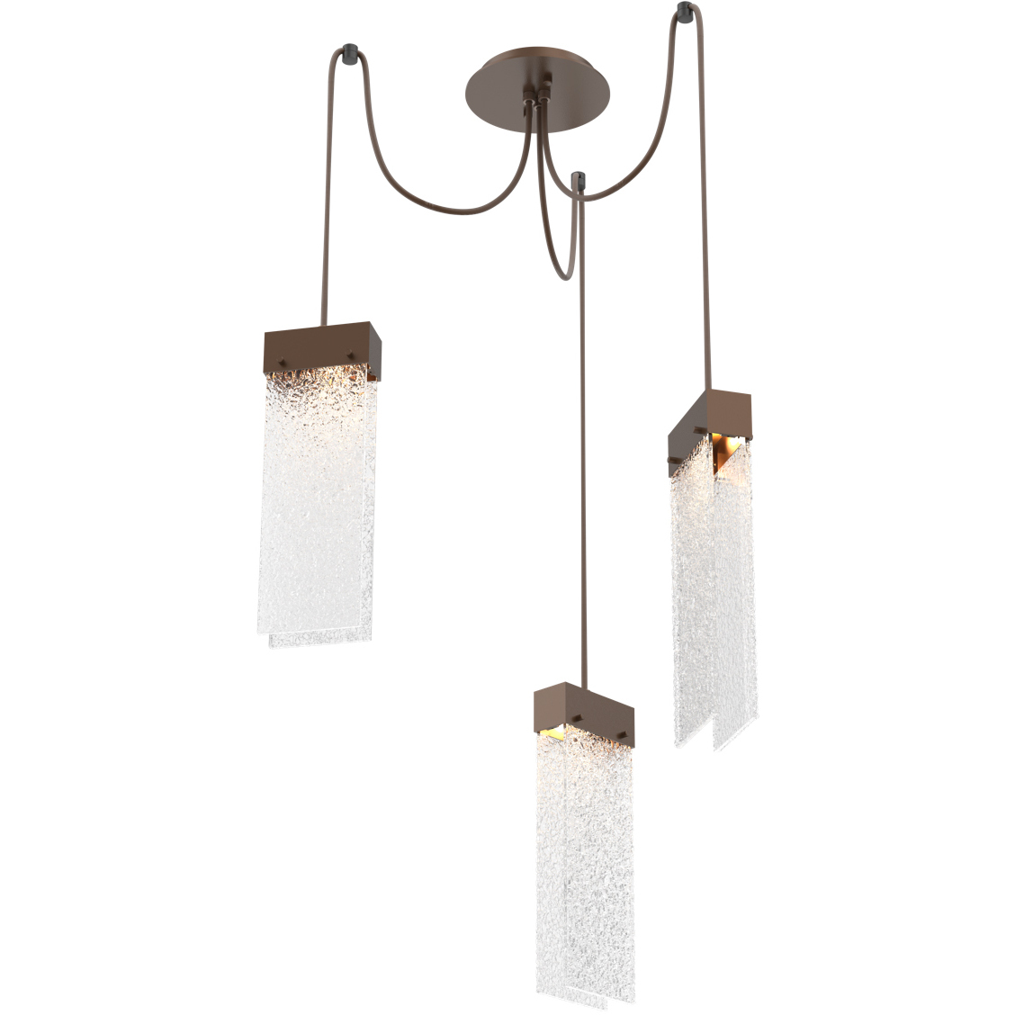 Parallel LED 13.3 inch Burnished Bronze Swag Multi-Pendant Ceiling Light in Clear Rimelight, 2700K LED