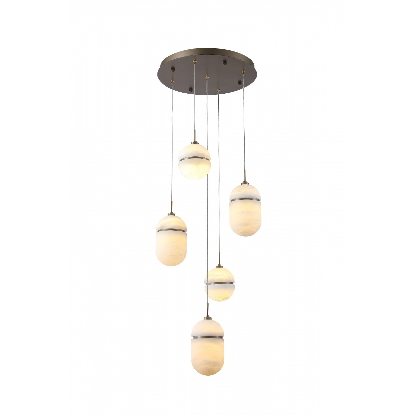 Sedona 5 Light 16 inch Alabster and Aged Brass Multi Port Pendant Ceiling Light