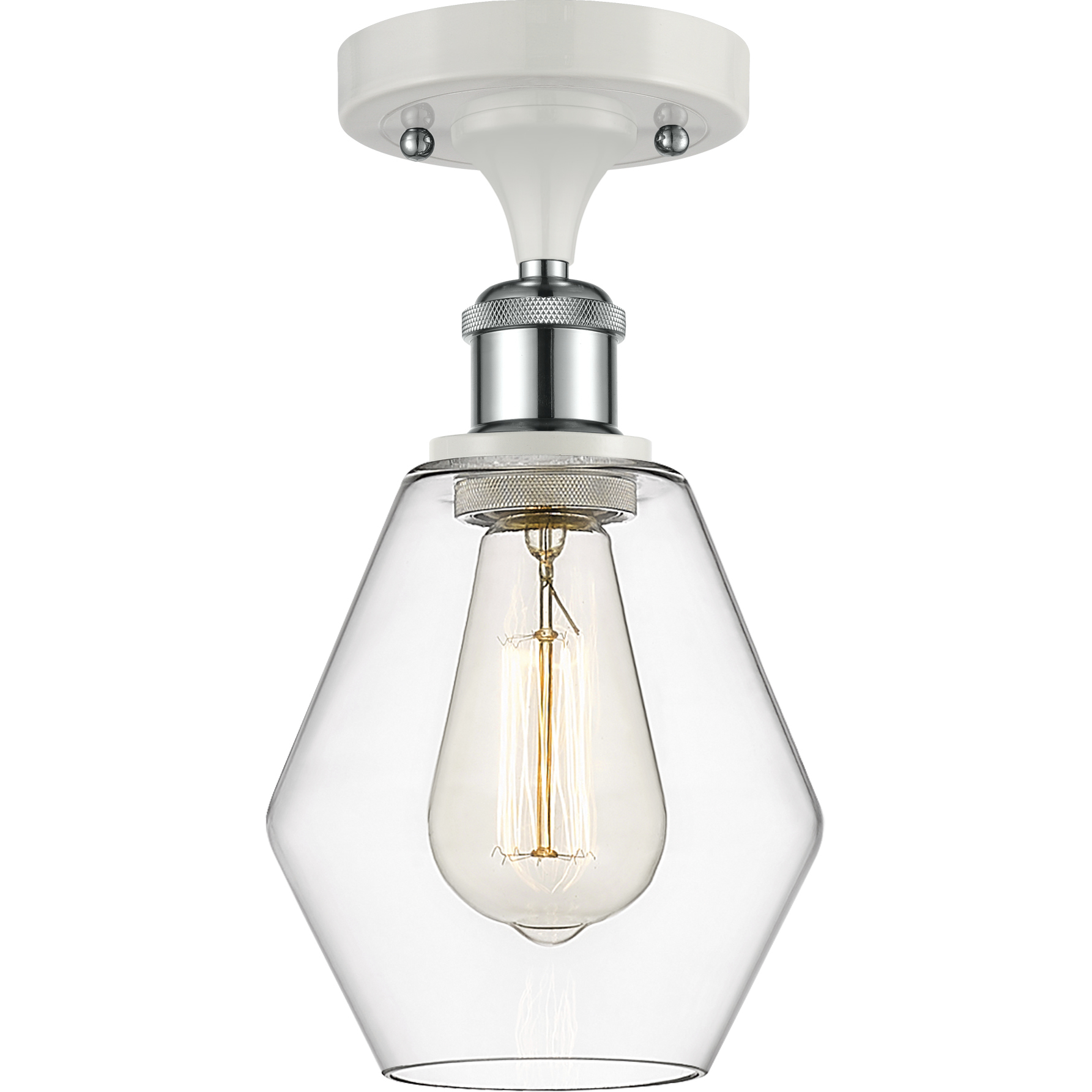 Ballston Cindyrella 1 Light 6 inch White and Polished Chrome Semi-Flush Mount Ceiling Light in Incandescent, Clear Glass