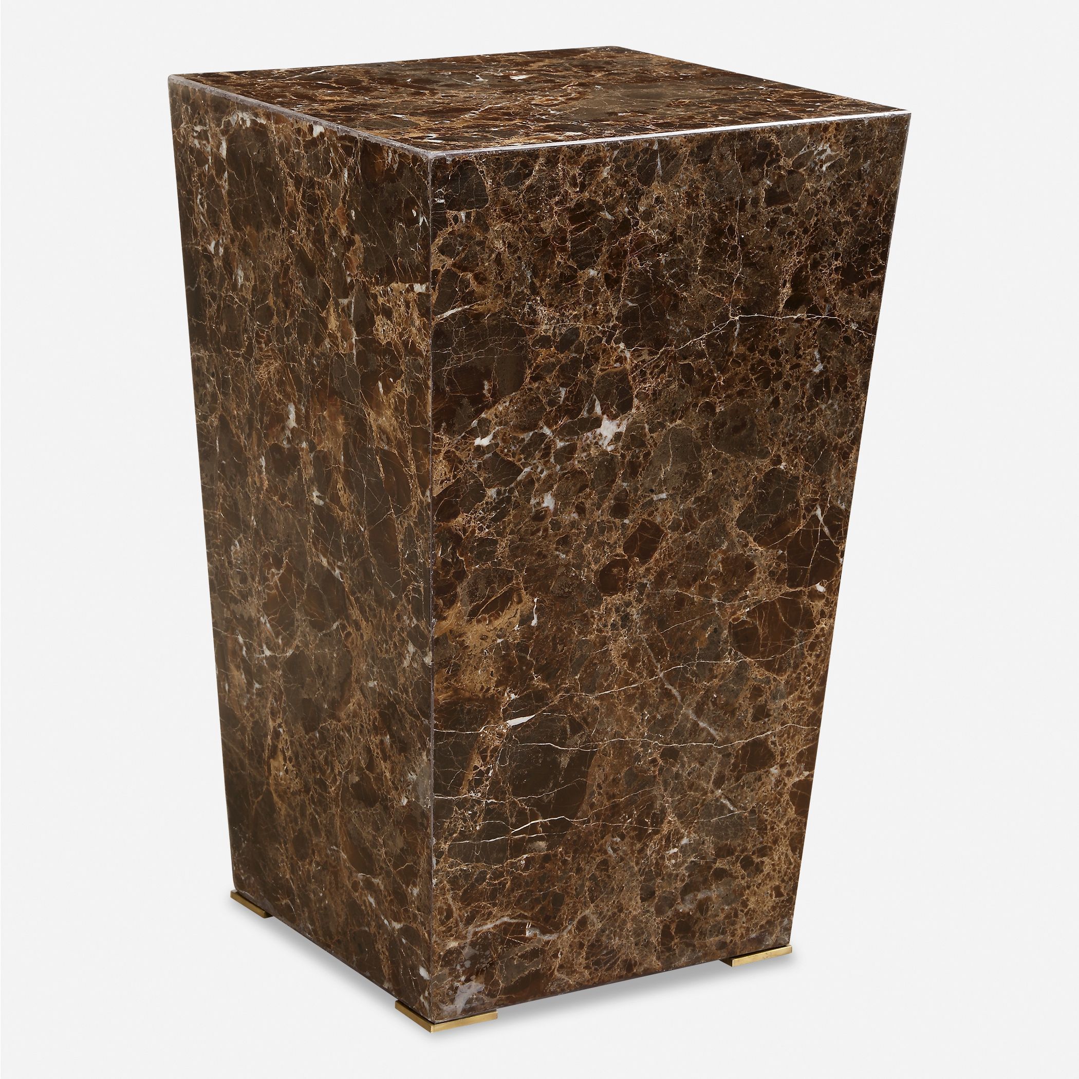 Poe 22.75 X 14.13 inch Brown Marble and Brushed Brass Accent Table