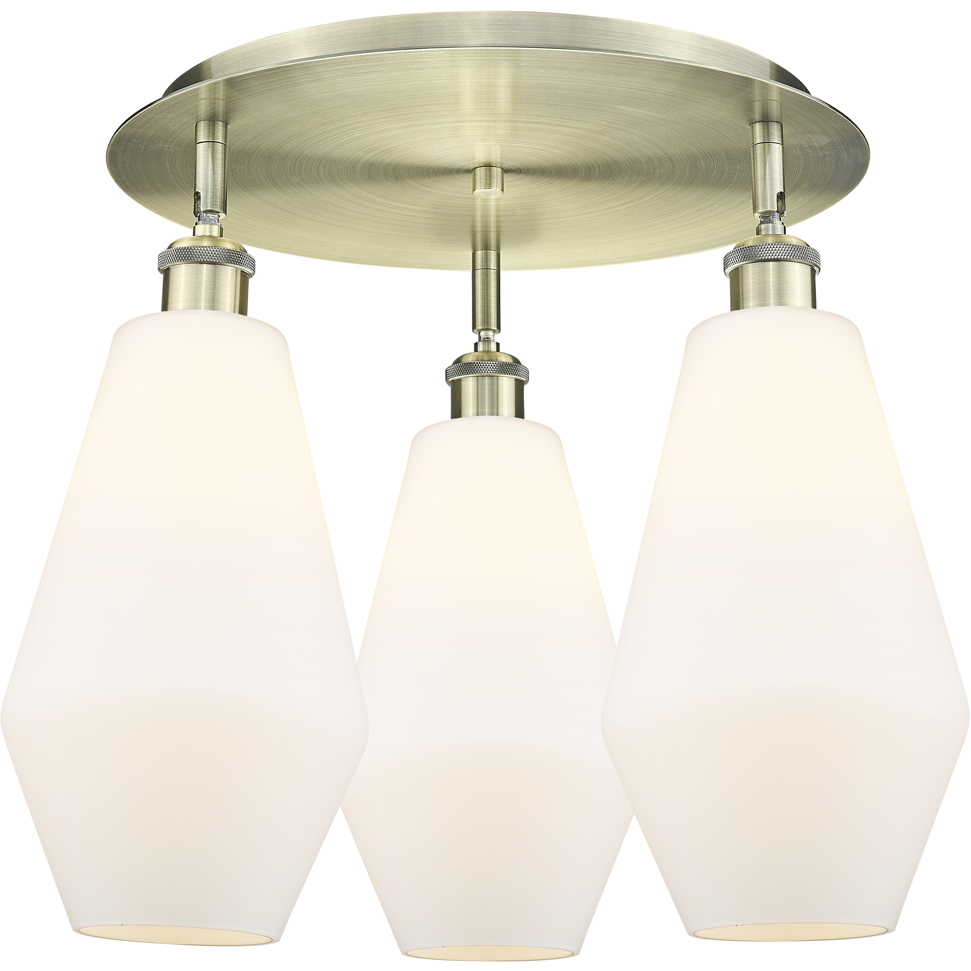 Cindyrella 3 Light 18.75 inch Antique Brass Flush Mount Ceiling Light in Cased Matte White