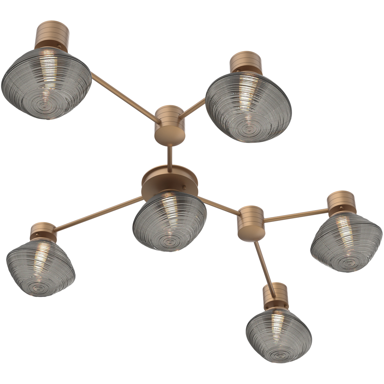 Mesa LED 37.7 inch Novel Brass Linear Hub & Spoke Ceiling Light in 3000K LED, Smoke