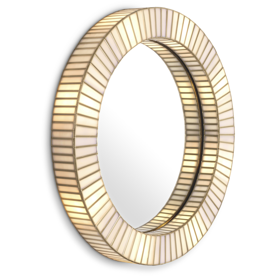 Monari 35.43 inch Antique Brass and Handmade Glass Wall Mirror