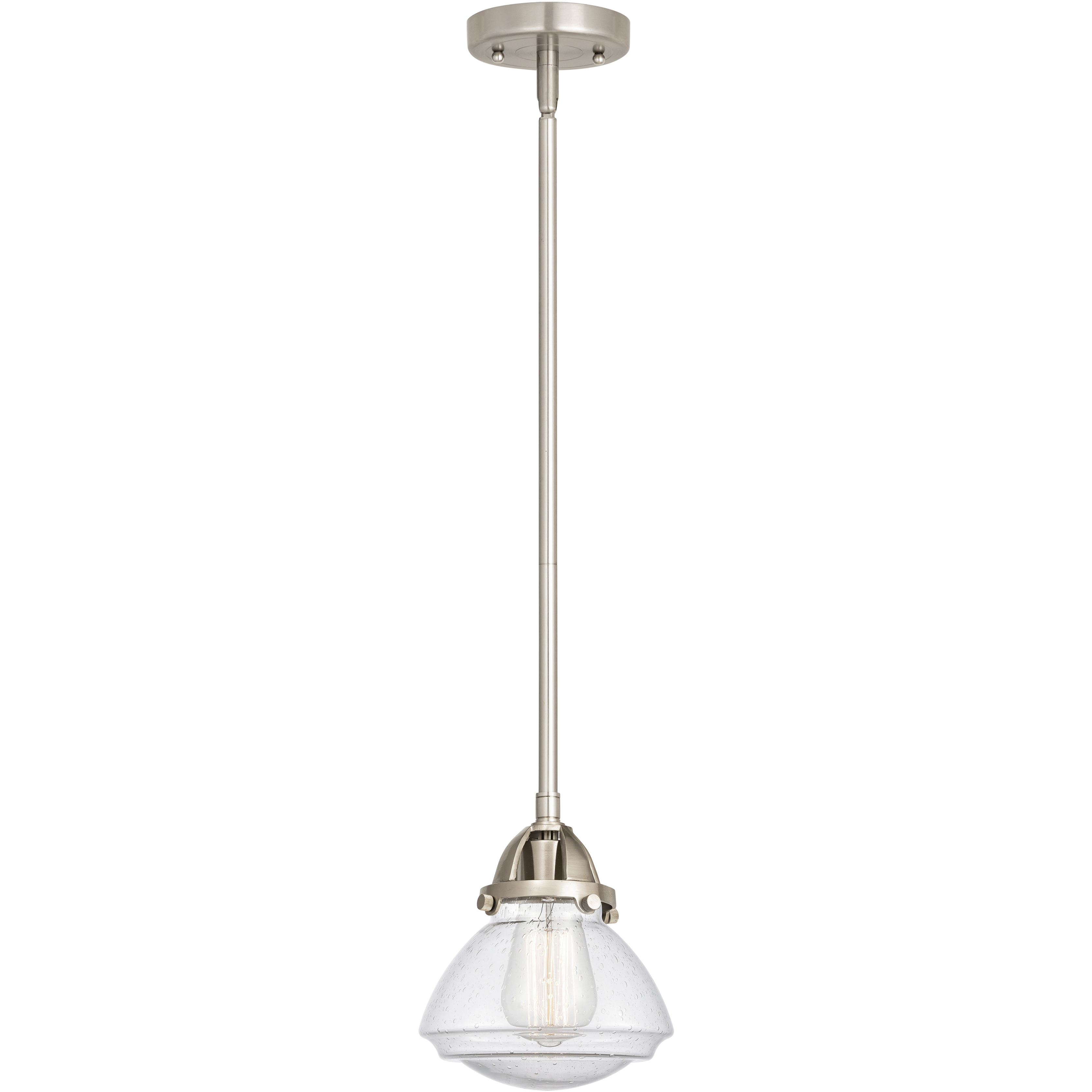 Nouveau 2 Olean 1 Light 6.75 inch Brushed Satin Nickel Mini Pendant Ceiling Light in Incandescent, Seedy