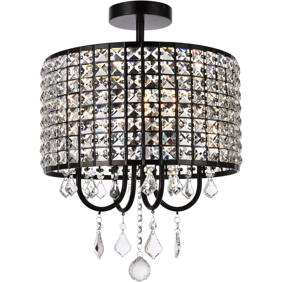 Elise 4 Light 14 inch Black Flush Mount Ceiling Light