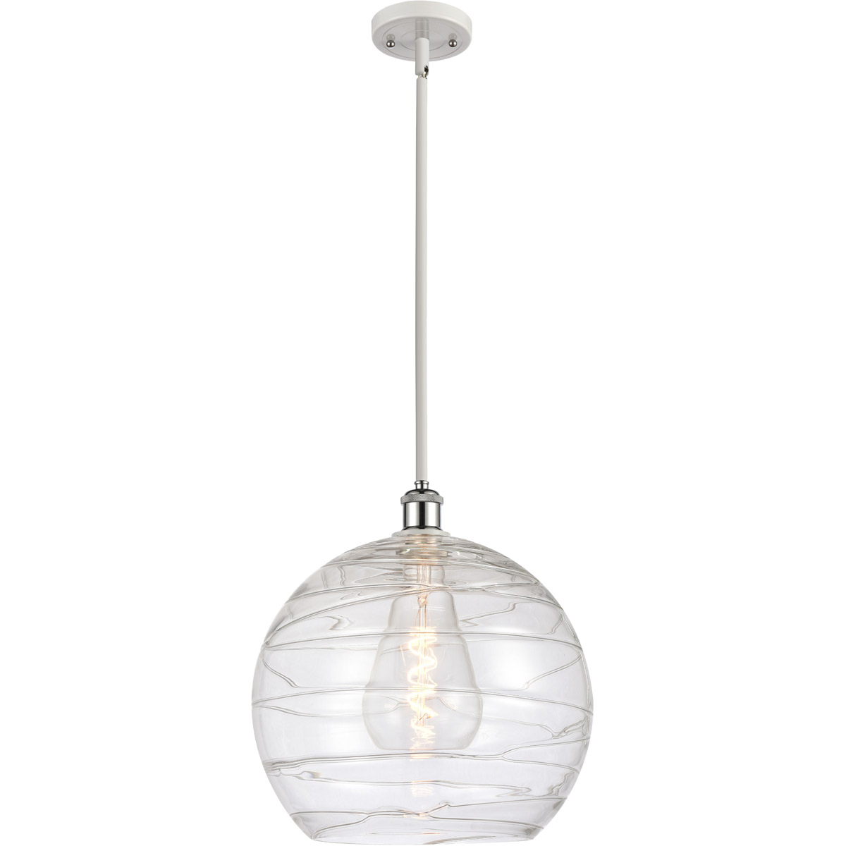 Ballston Deco Swirl 1 Light 14 inch White and Polished Chrome Pendant Ceiling Light