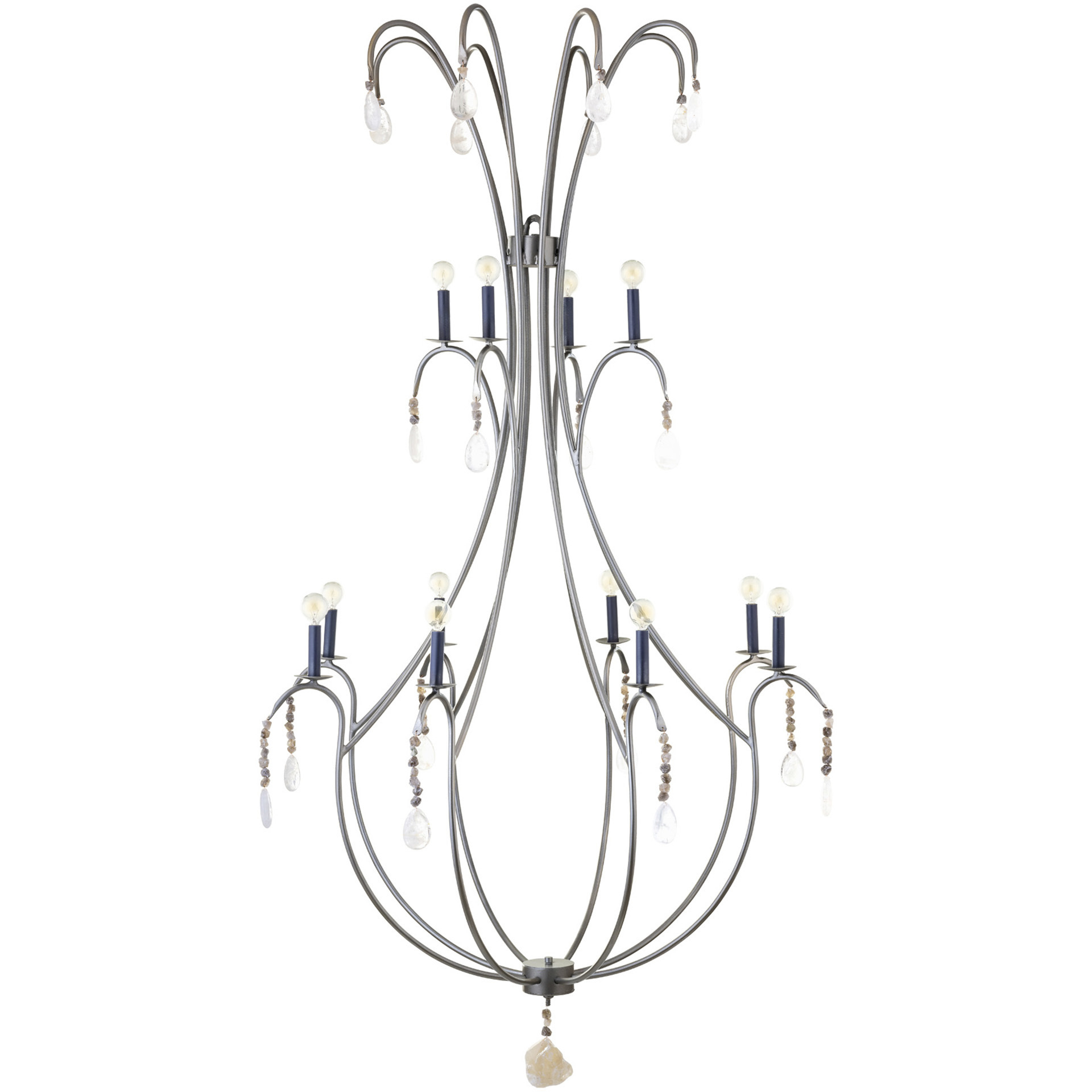 Palm Beach 12 Light Solid Platinum Chandelier Ceiling Light