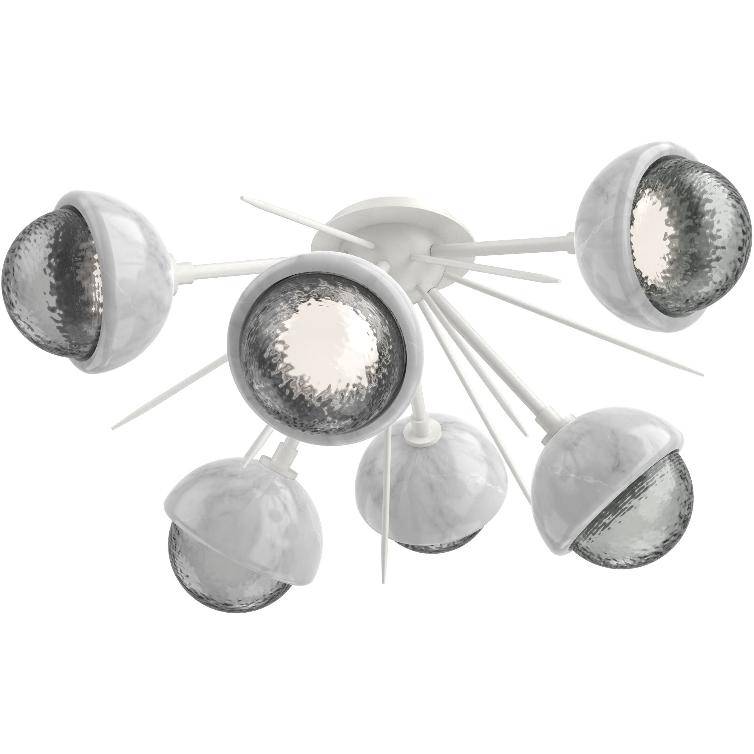 Cabochon LED 27.8 inch Salt White with White Marble Flush Mount Ceiling Light in 3000K LED, Smoke, Startburst
