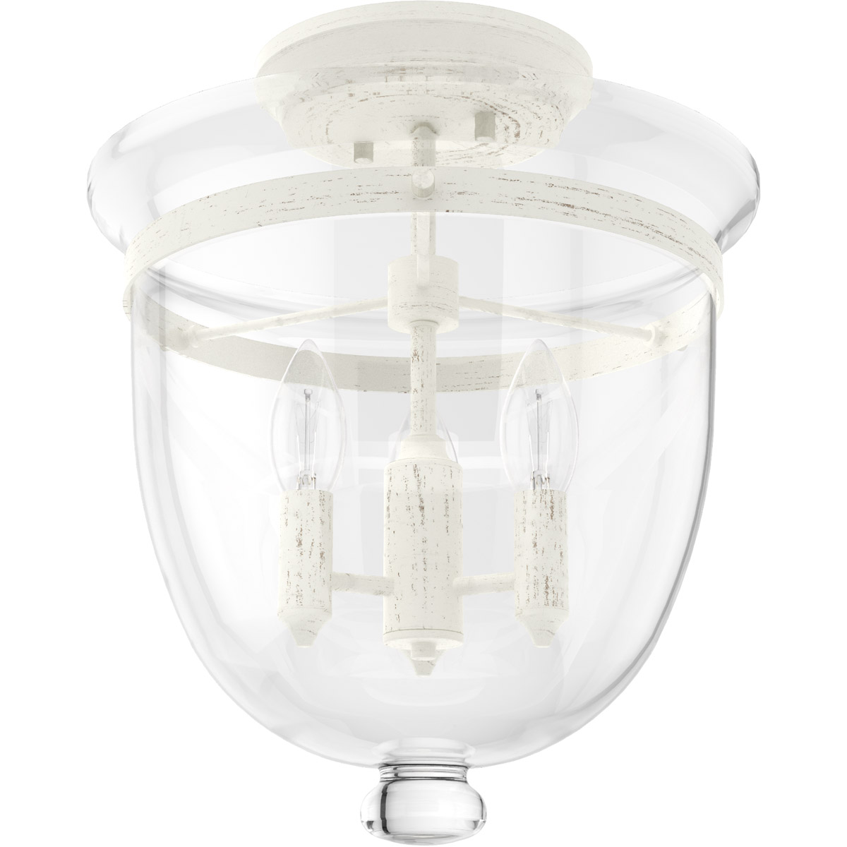 Belltown 3 Light 13 inch Rustic White Semi-Flush Mount Ceiling Light
