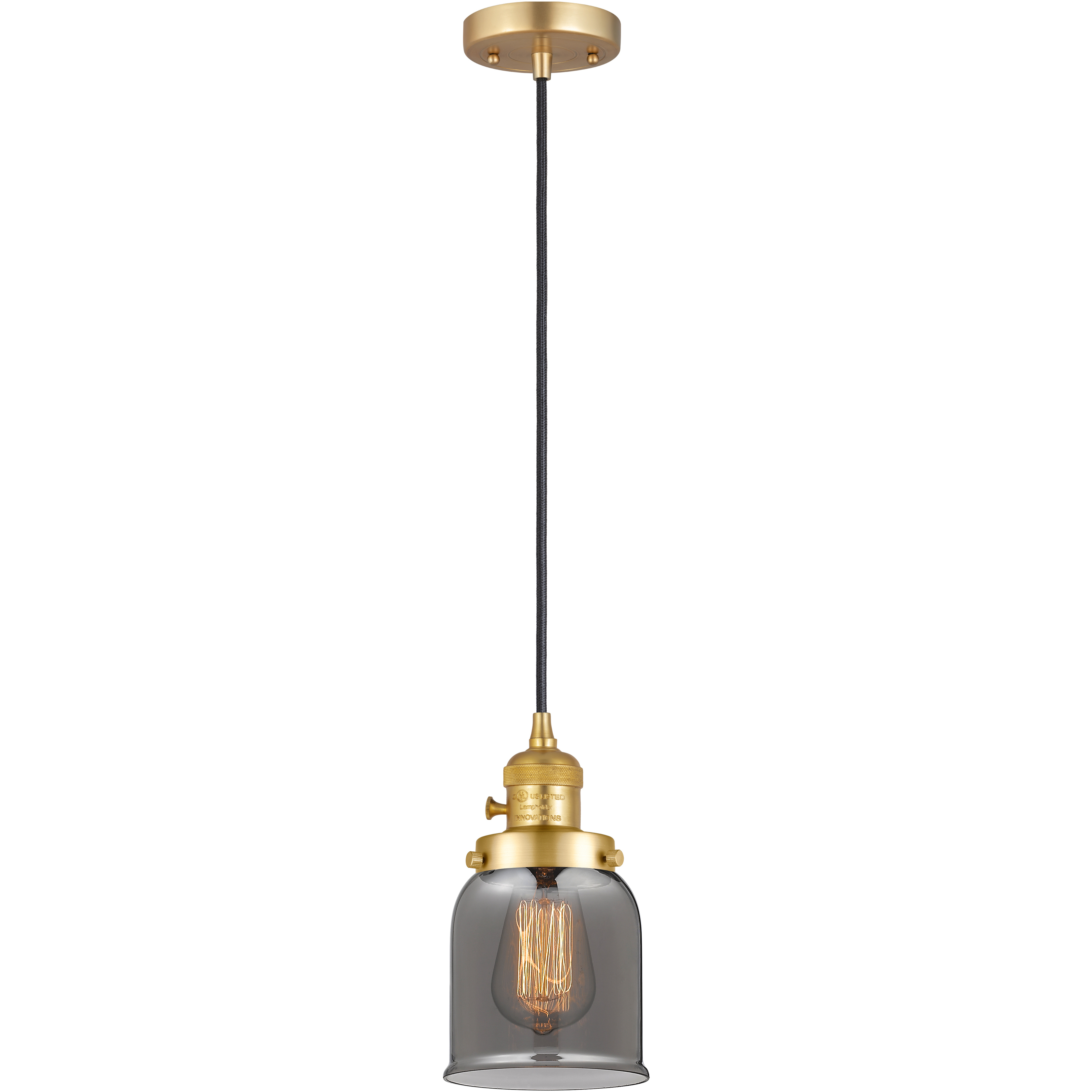 Franklin Restoration Bell 1 Light 5 inch Satin Gold Mini Pendant Ceiling Light in Incandescent, Plated Smoke