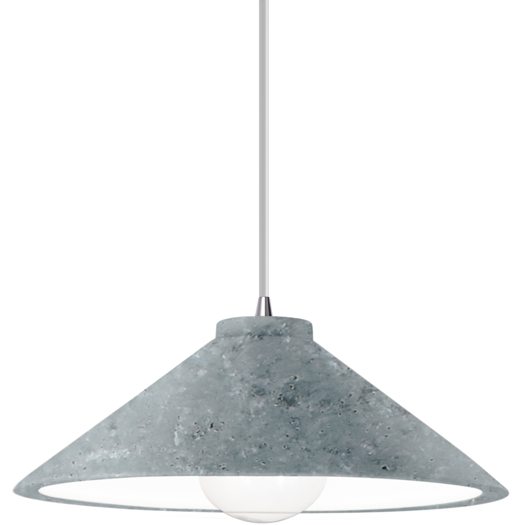 Radiance Collection - Flare 1 Light 11.75 inch Concrete and Polished Chrome Pendant Ceiling Light in Replaceable Bulb, White, Form+Finish+Function