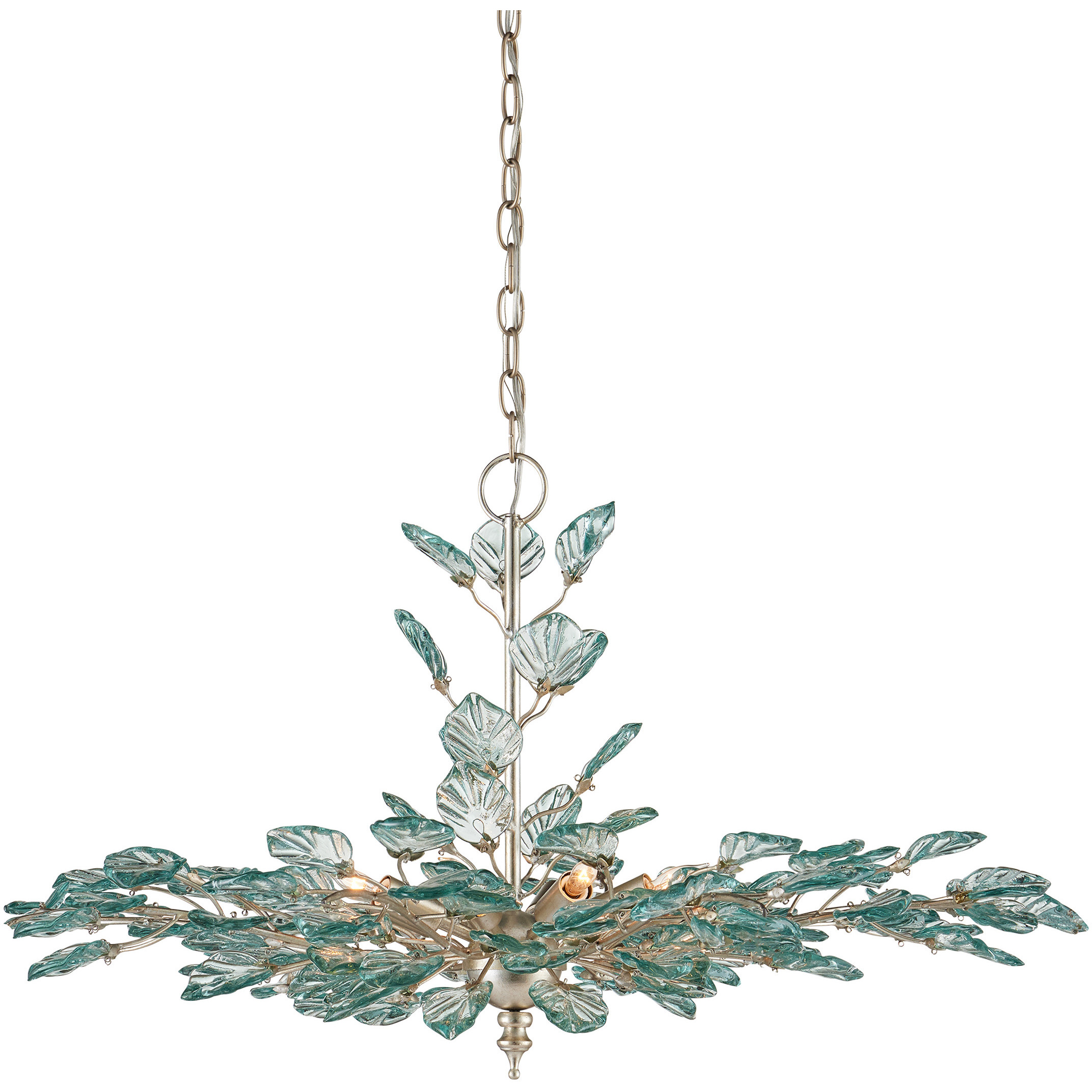 Baobab 8 Light 36 inch Contemporary Silver Leaf and Contemporary Silver Chandelier Ceiling Light, Medium