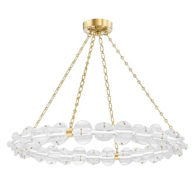 Lindley LED 38 inch Aged Brass Chandelier Ceiling Light, Small