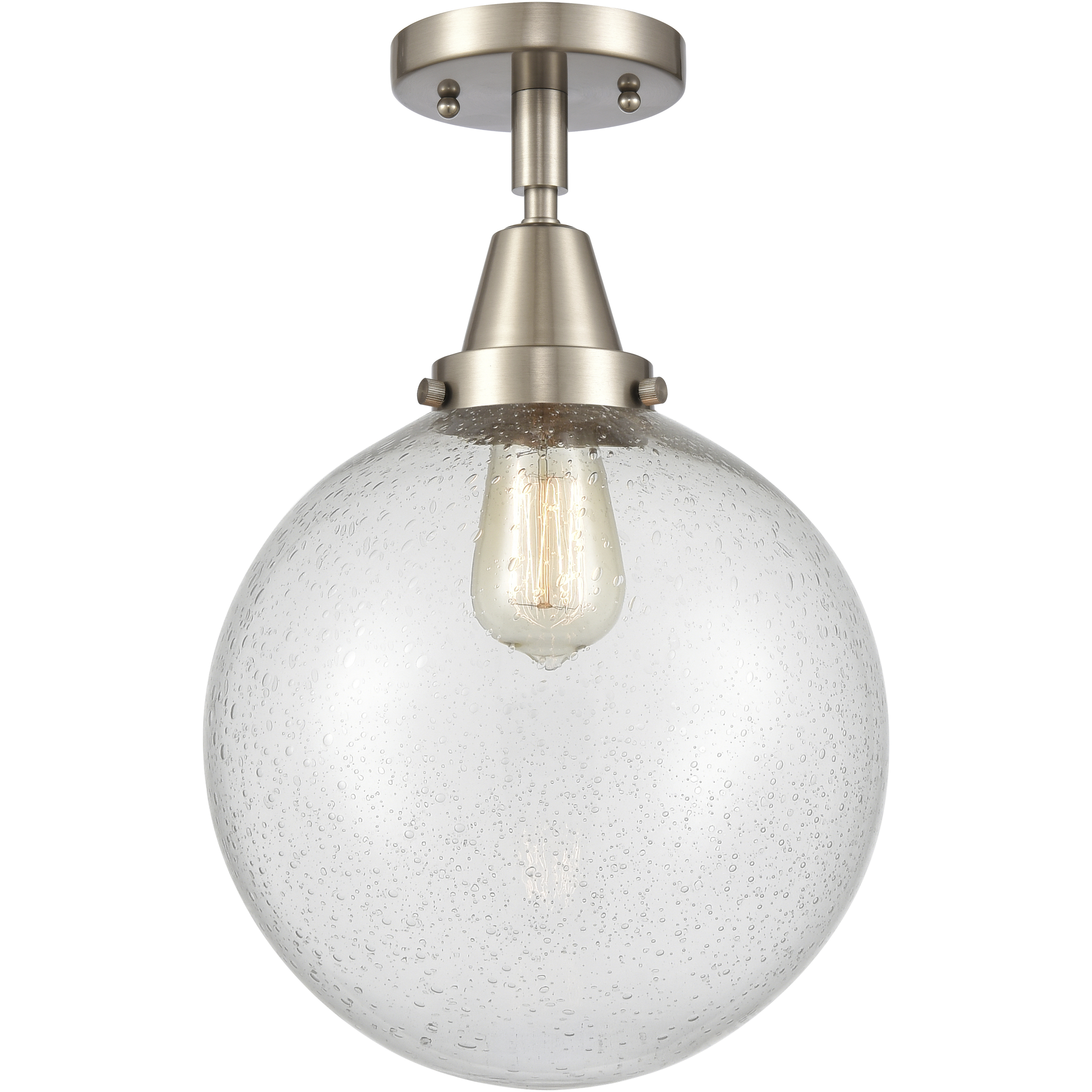 Downtown Urban Beacon 1 Light 10 inch Brushed Satin Nickel Flush Mount Ceiling Light in Incandescent, Seedy