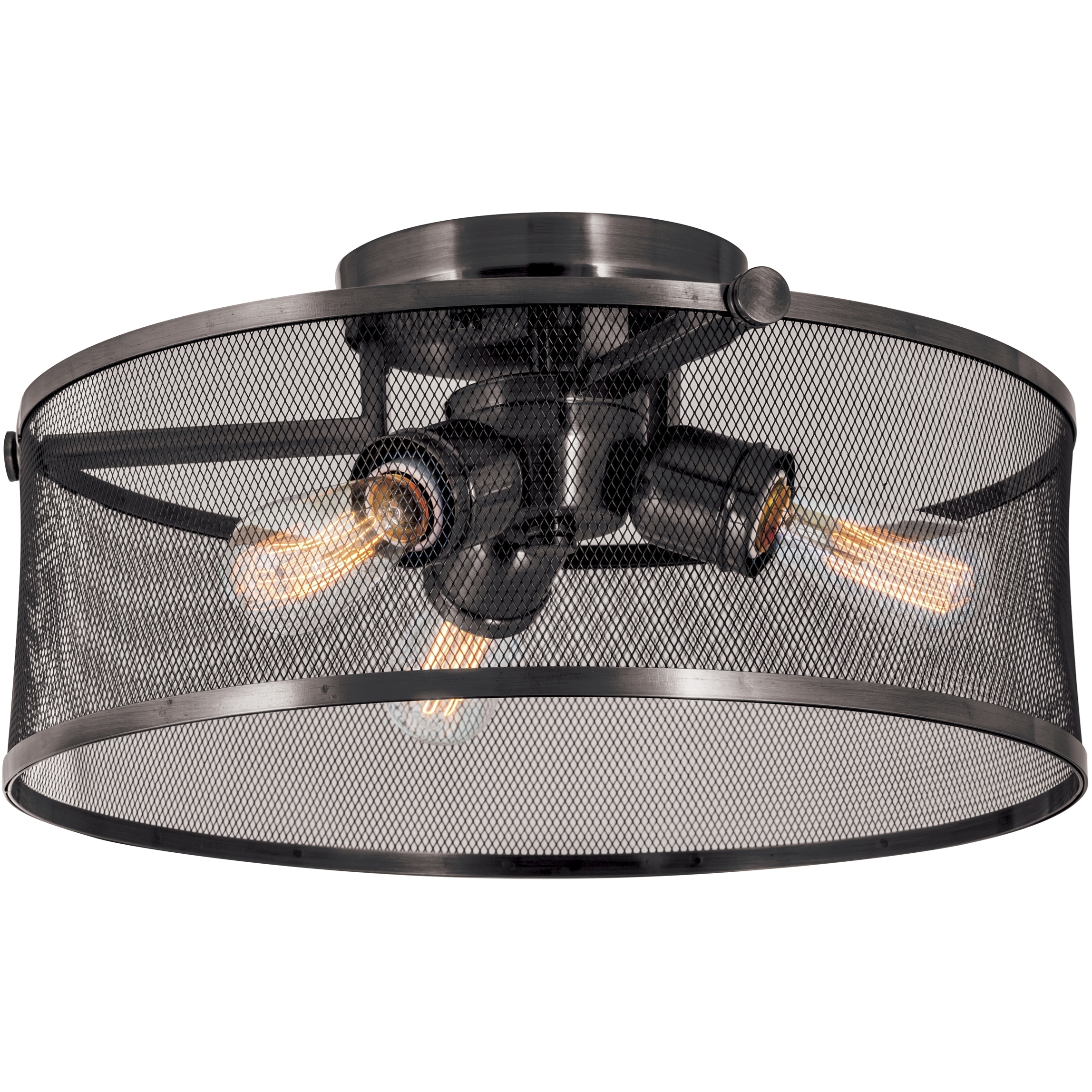Gastown 3 Light 16 inch Graphite Net Semi-flush Mount Ceiling Light
