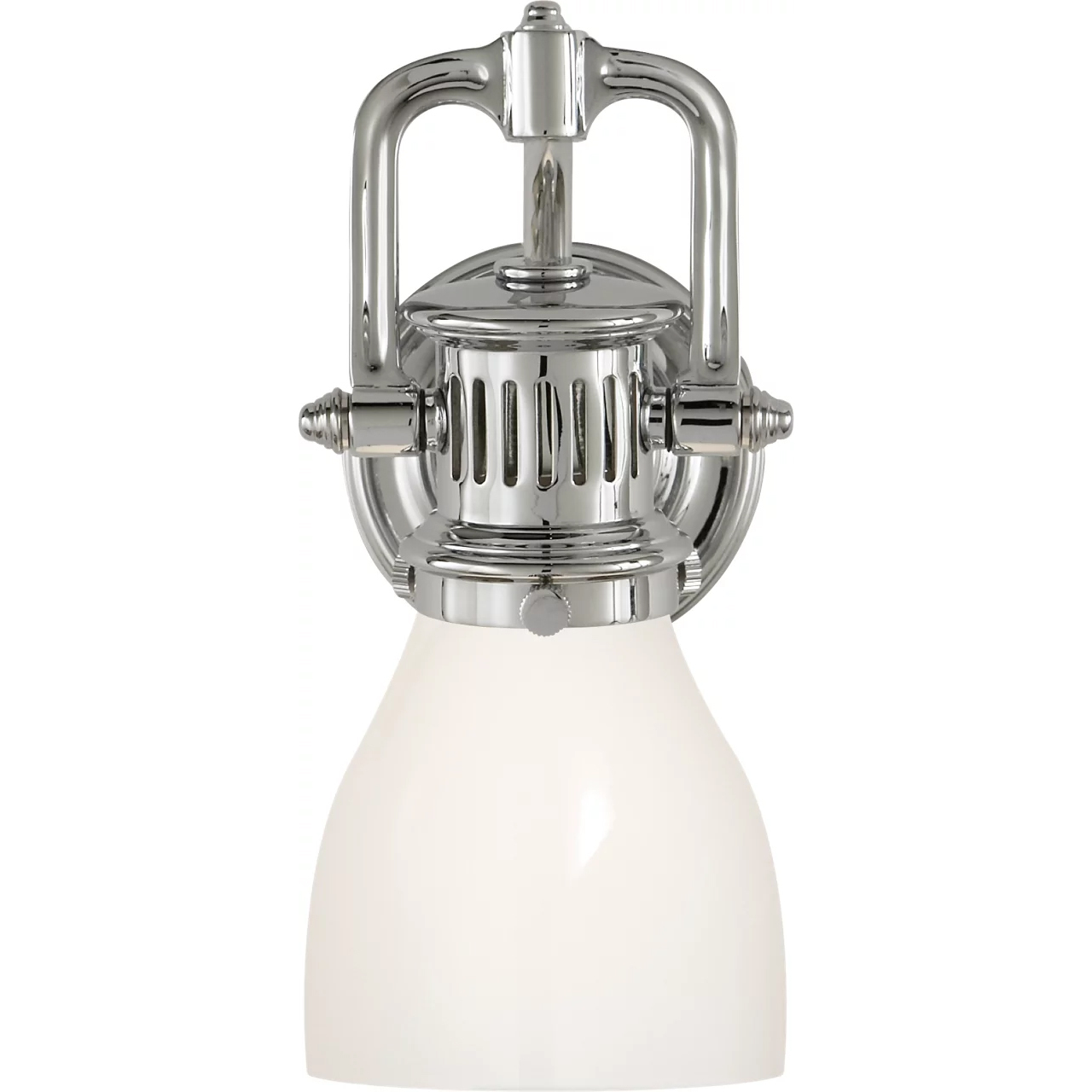 Chapman & Myers Yoke 1 Light 5 inch Polished Nickel Suspended Bath Sconce Wall Light in White Glass