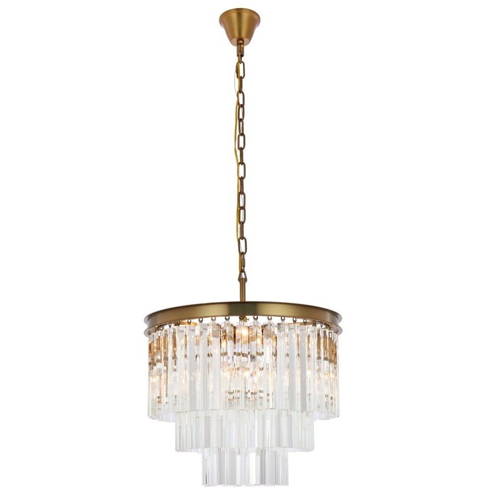 Sydney 9 Light 20 inch Satin Gold Chandelier Ceiling Light in Clear