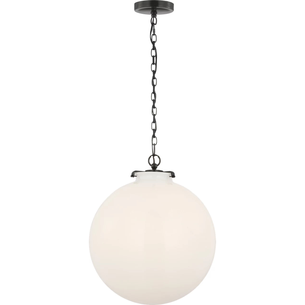 Thomas O'Brien Katie LED 16 inch Bronze Globe Pendant Ceiling Light in White Glass, Large