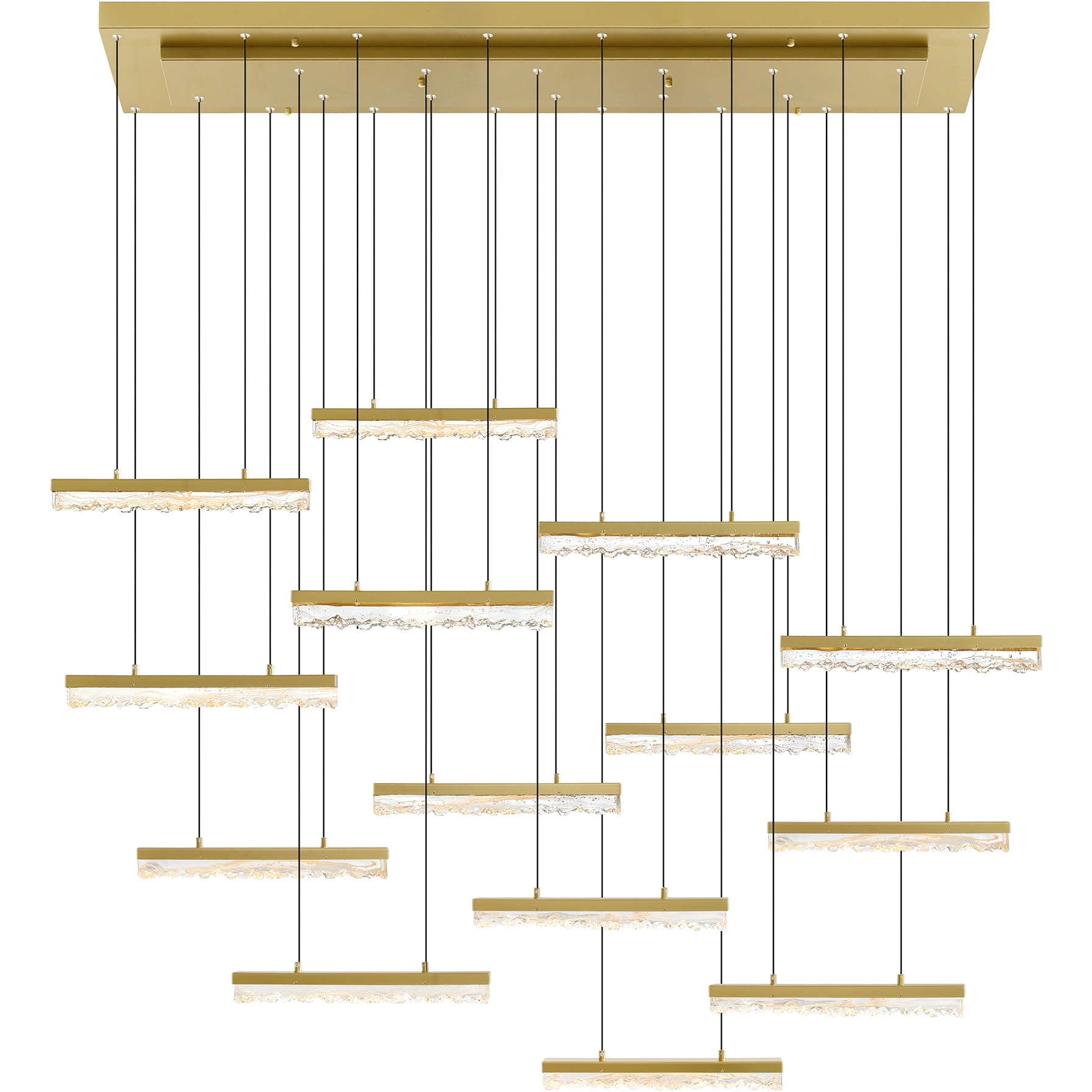 Stagger LED 60 inch Brass Chandelier Ceiling Light