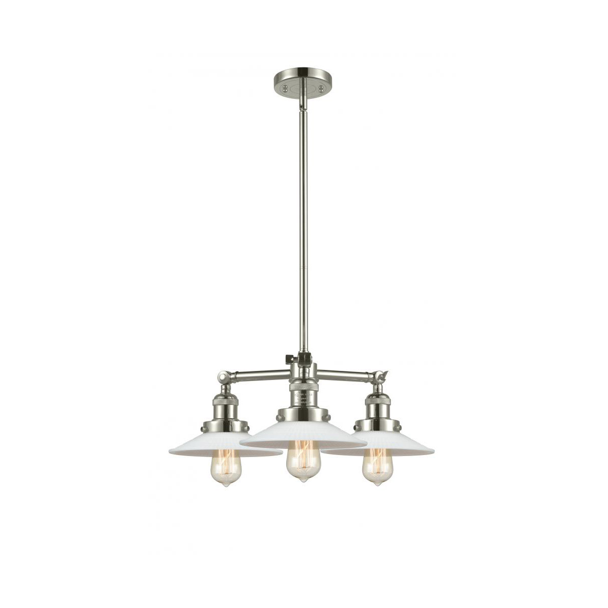 Franklin Restoration Halophane 3 Light 21.63 inch Polished Nickel Chandelier Ceiling Light in White Halophane Glass, Franklin Restoration