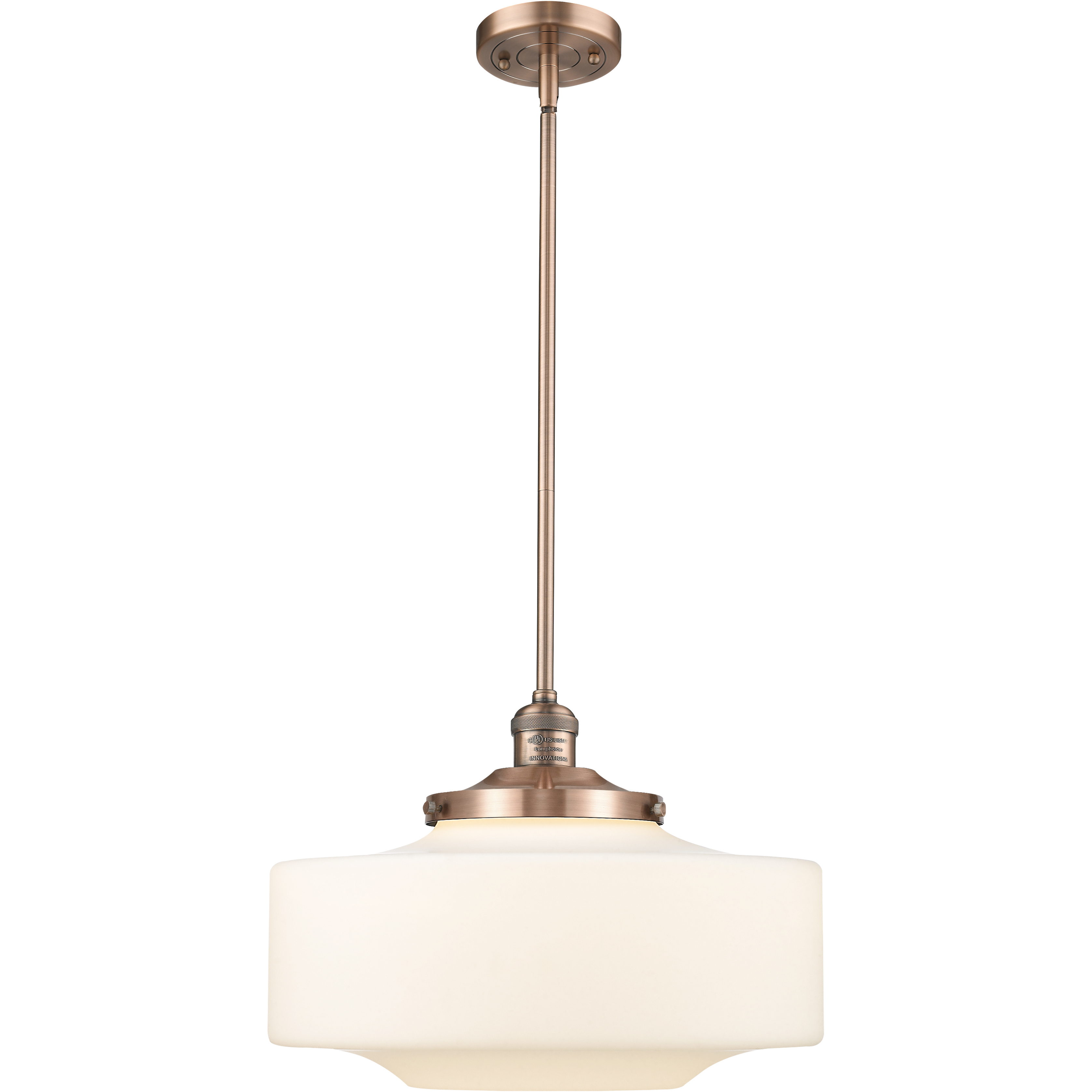Franklin Restoration Bridgeton 1 Light 11.75 inch Antique Copper Mini Pendant Ceiling Light in Incandescent, Matte White