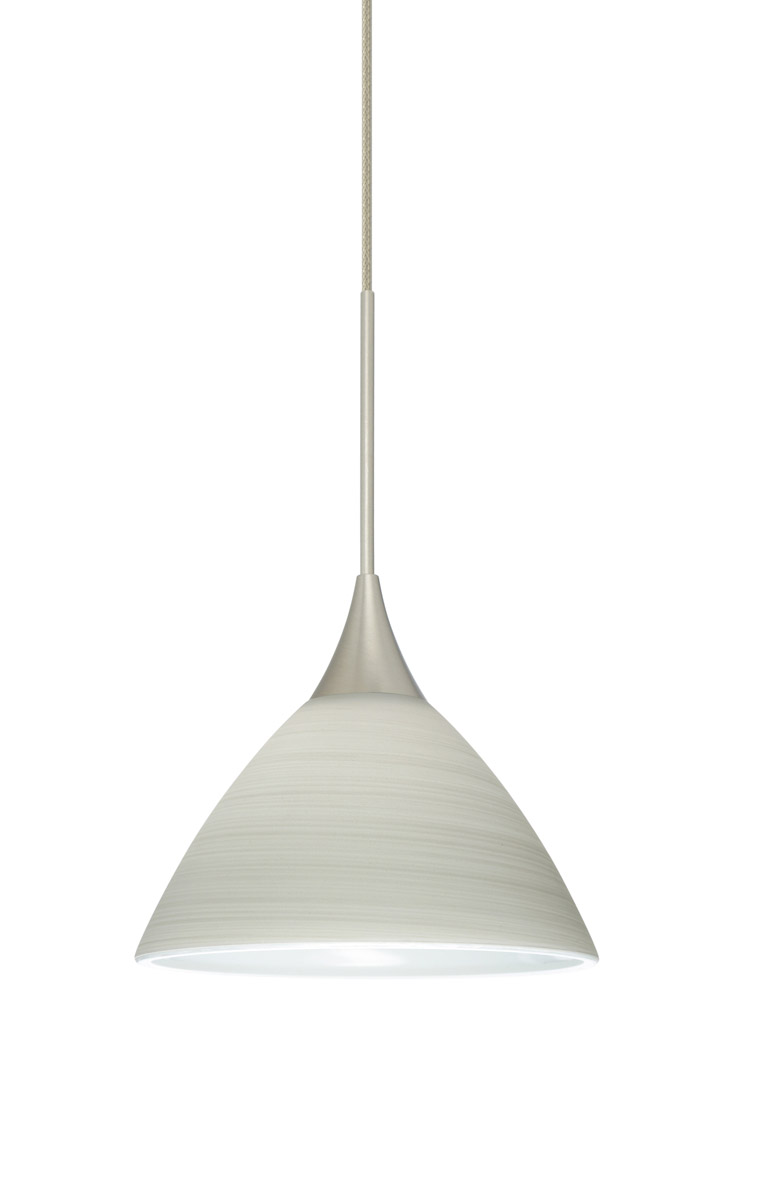 Besa Lighting Domi LED Satin Nickel Pendant Ceiling Light in Chalk Glass 1XT-1743KR-LED-SN - Open Box