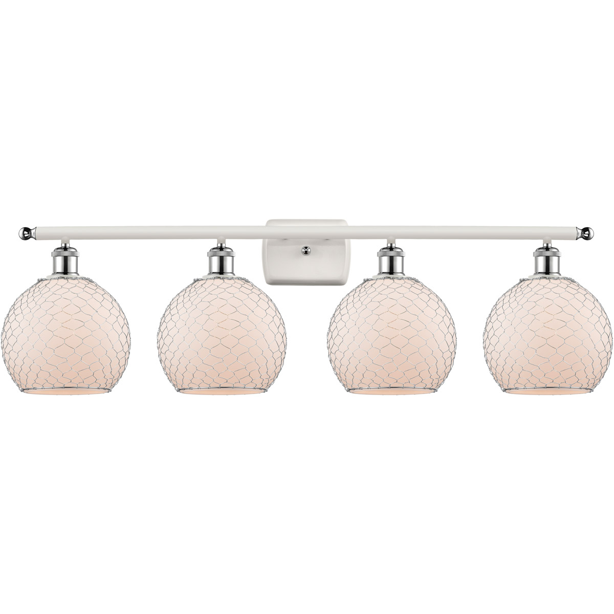 Ballston Farmhouse Chicken Wire LED 36 inch White and Polished Chrome Bath Vanity Light Wall Light, Ballston