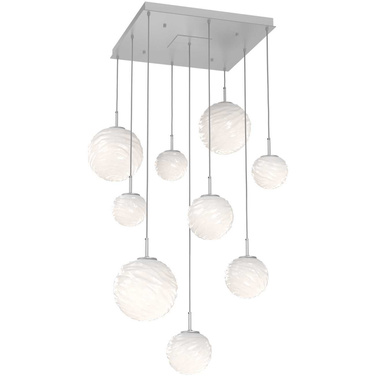 Gaia LED Classic Silver Multi-Pendant Ceiling Light in 3000K LED, Opal White