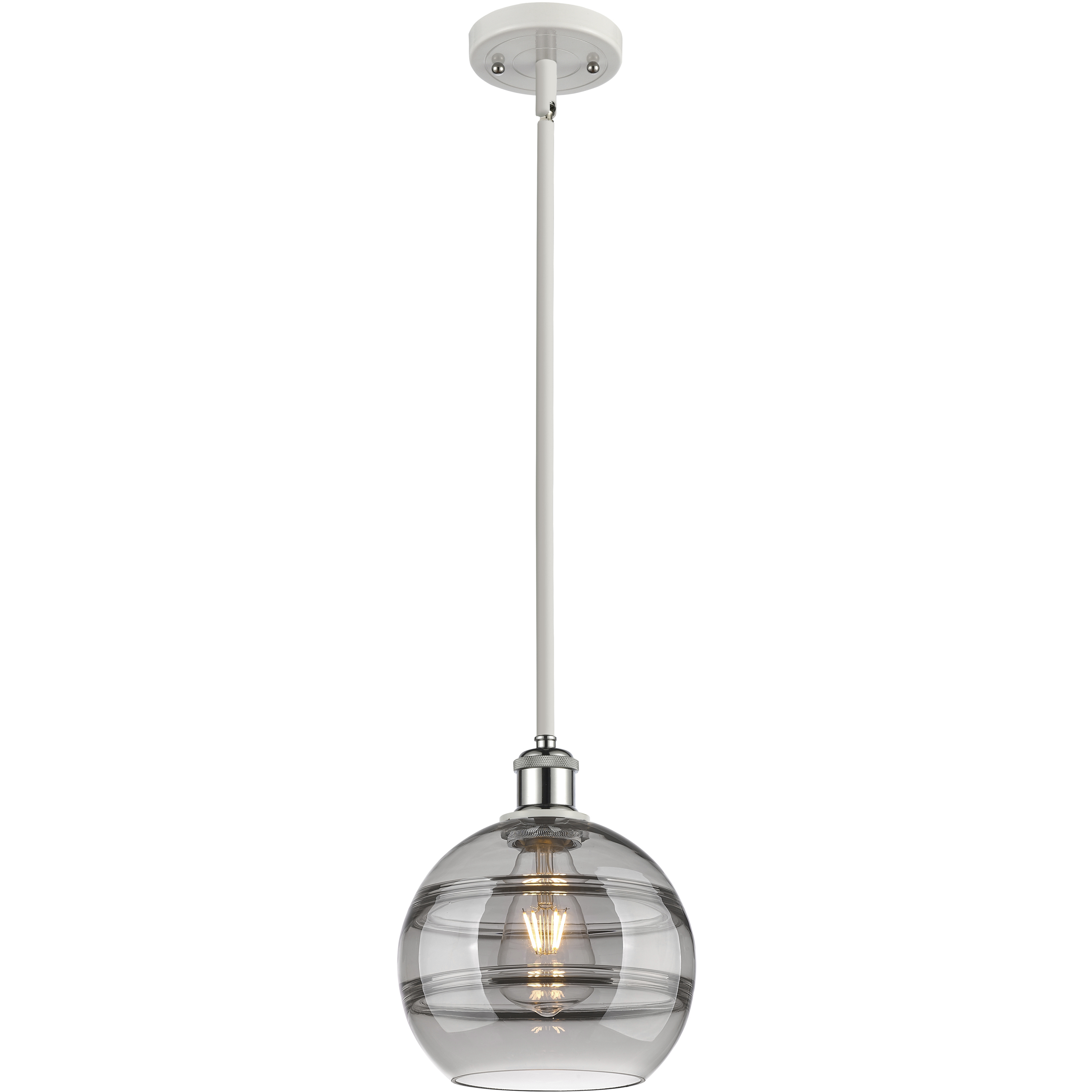 Ballston Rochester 1 Light 8 inch White Polished Chrome Stem Hung Mini Pendant Ceiling Light