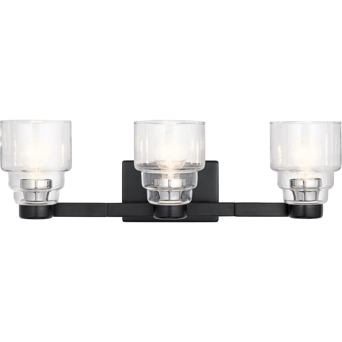 Vionnet 3 Light 24 inch Black Wall Mt Bath 3 Arm Wall Light in Clear
