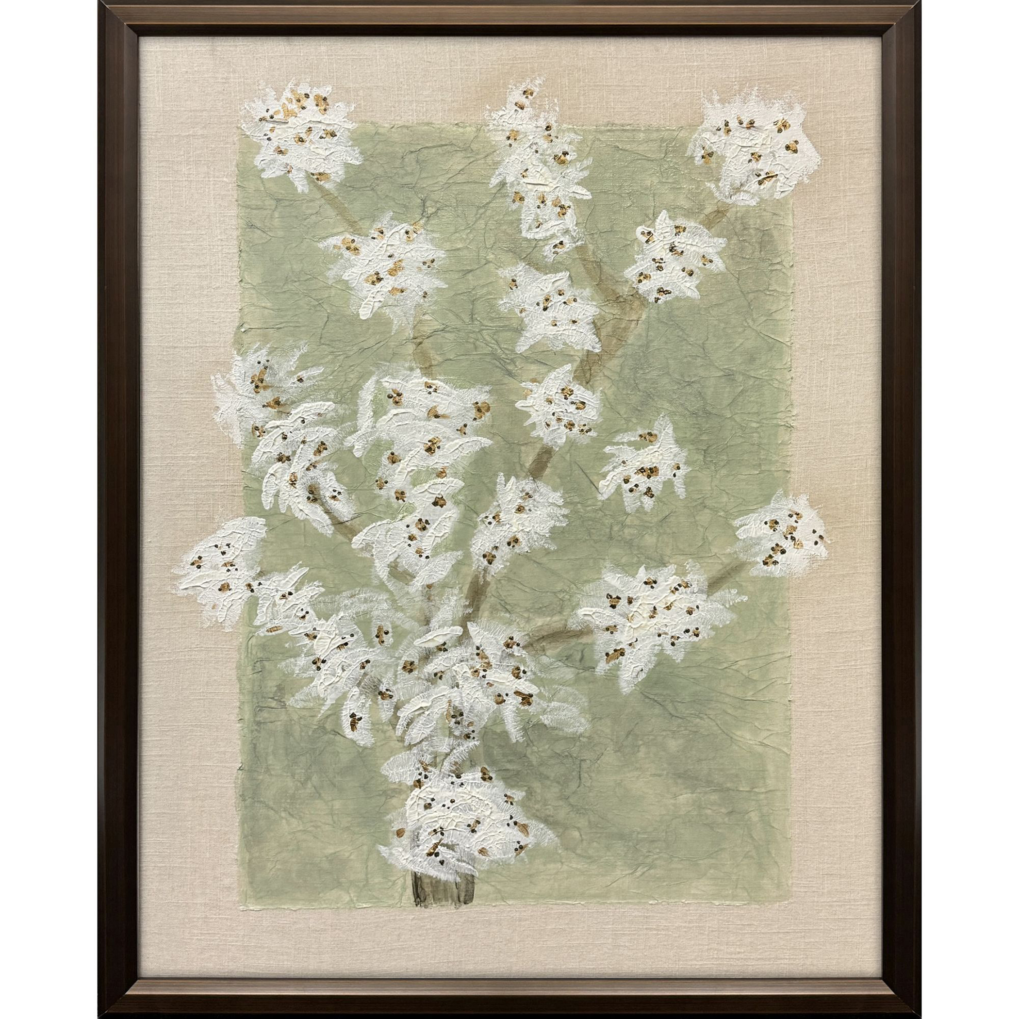 Spring Renewal Green and Beige and Brown and Metallic Framed Art, The Studio