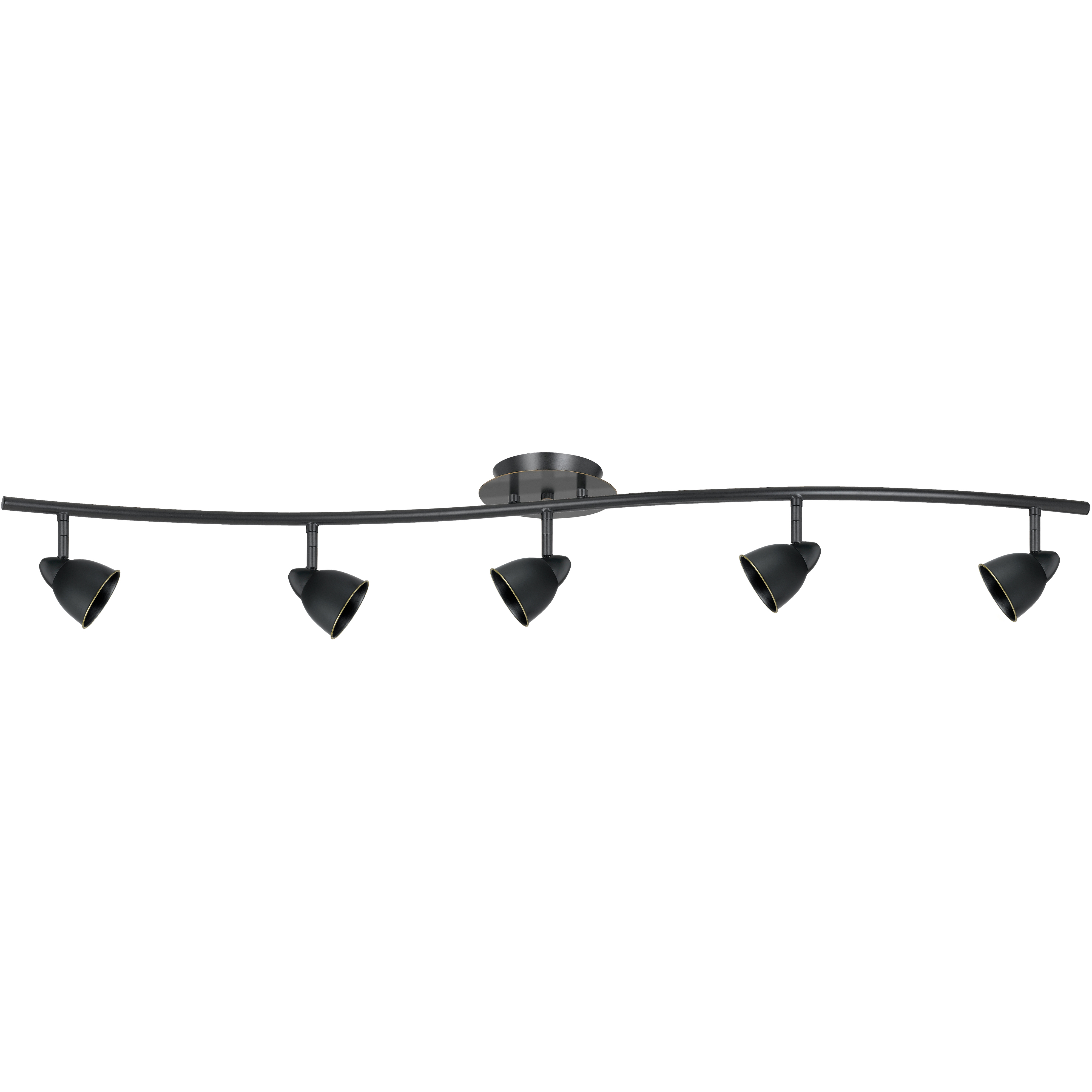 Serpentine 5 Light 120V Brushed Steel Rail Fixture Ceiling Light in Cone Dark Bronze Metal