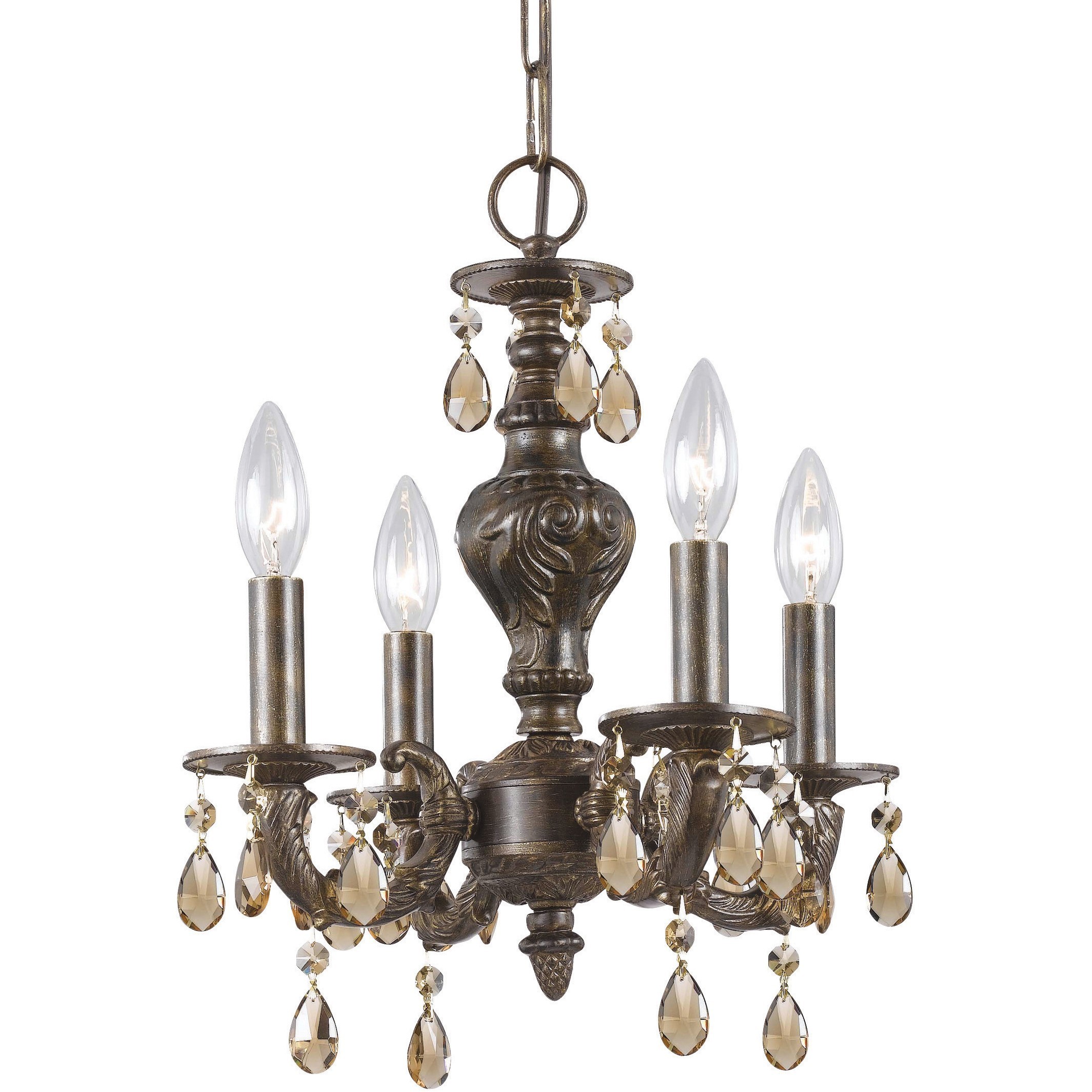 Paris Market 4 Light 13.5 inch Venetian Bronze Mini Chandelier Ceiling Light in Golden Teak Hand Cut