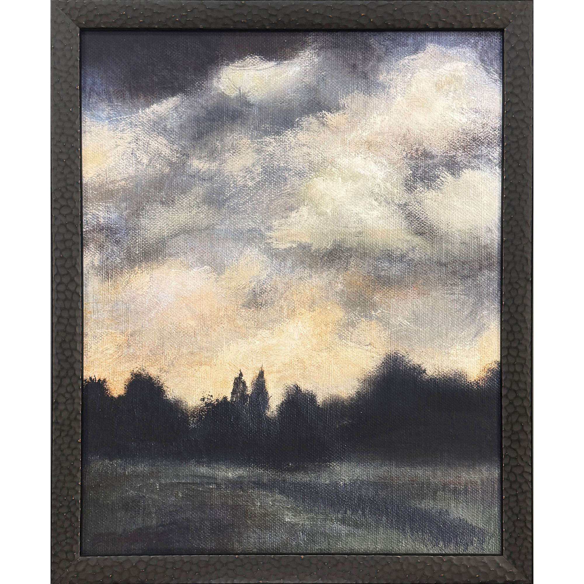 Tumultuous Obscure Blue and Beige and Gray Framed Art