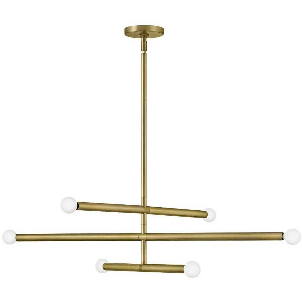 Millie LED 35.75 inch Lacquered Brass Chandelier Ceiling Light, Semi-Flush Mount