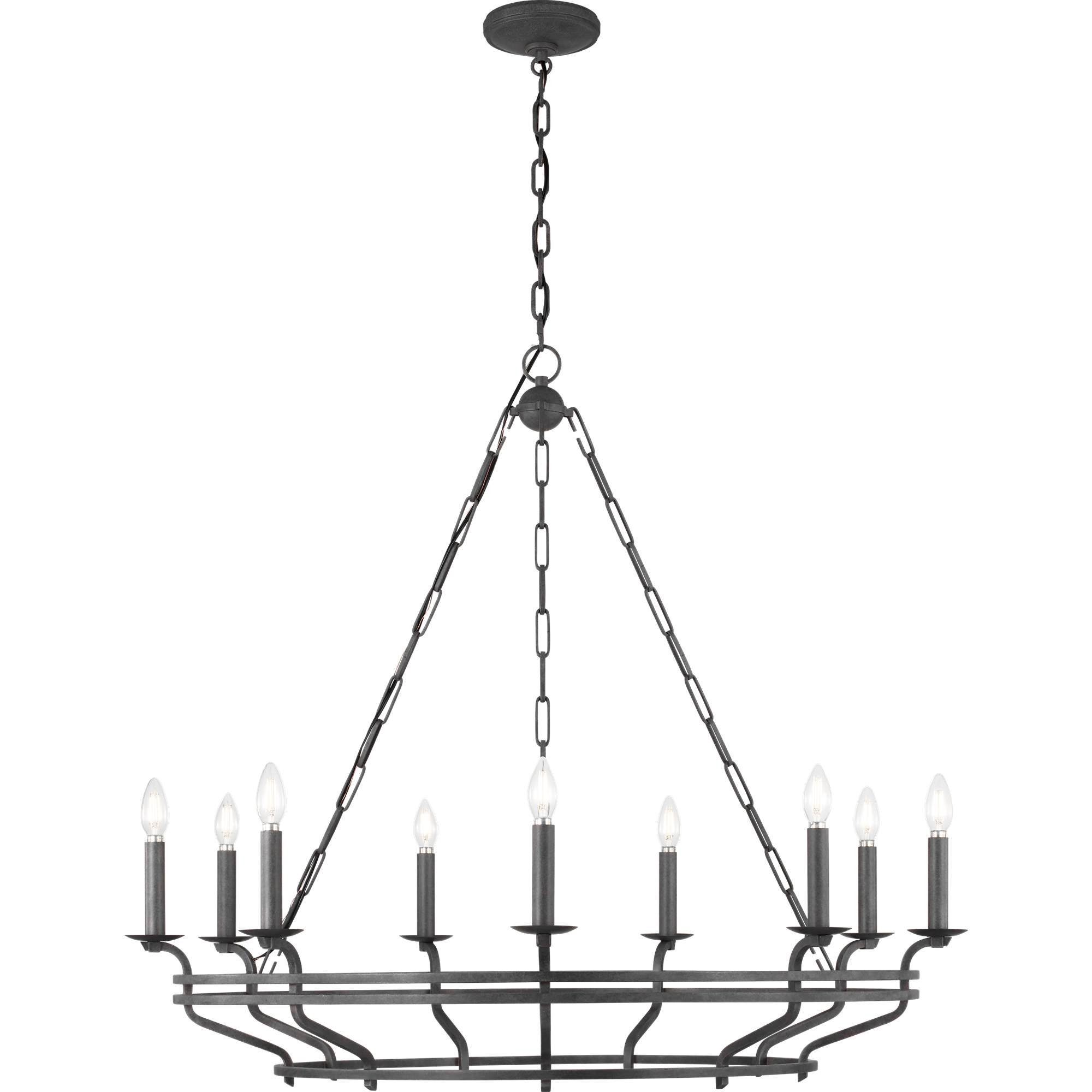 C&M by Chapman & Myers Brighton 9 Light 42 inch Italian Rust Chandelier Ceiling Light in Standard