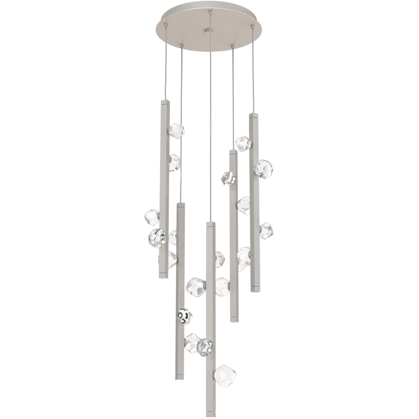 Stella LED 21.1 inch Beige Silver Chandelier Ceiling Light in Metallic Beige Silver, Round Multi-Port