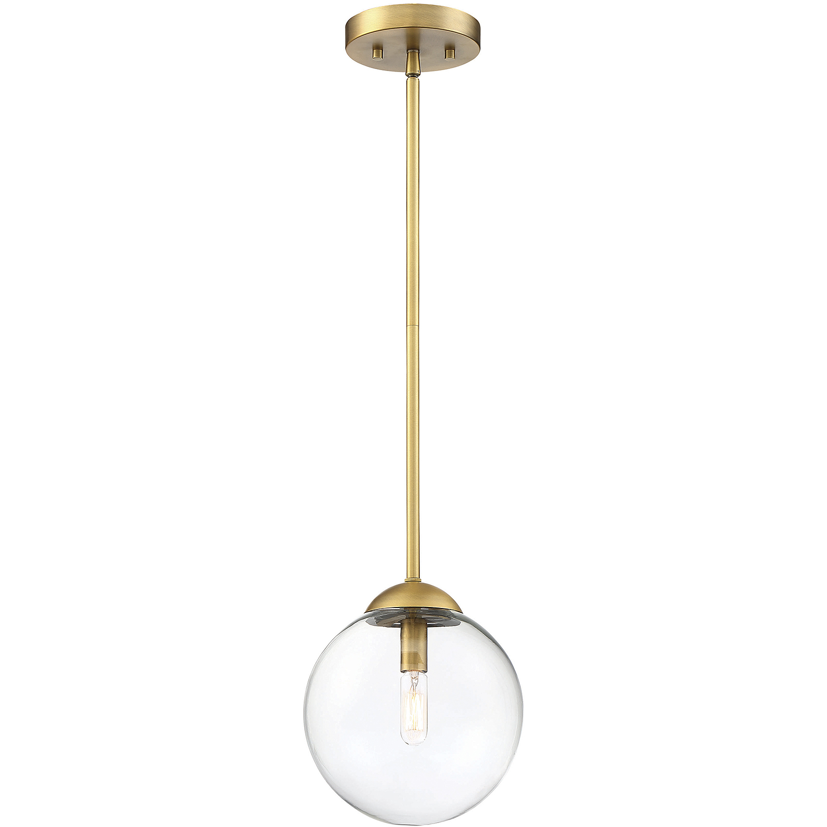 Industrial 1 Light 8 inch Natural Brass Mini-Pendant Ceiling Light